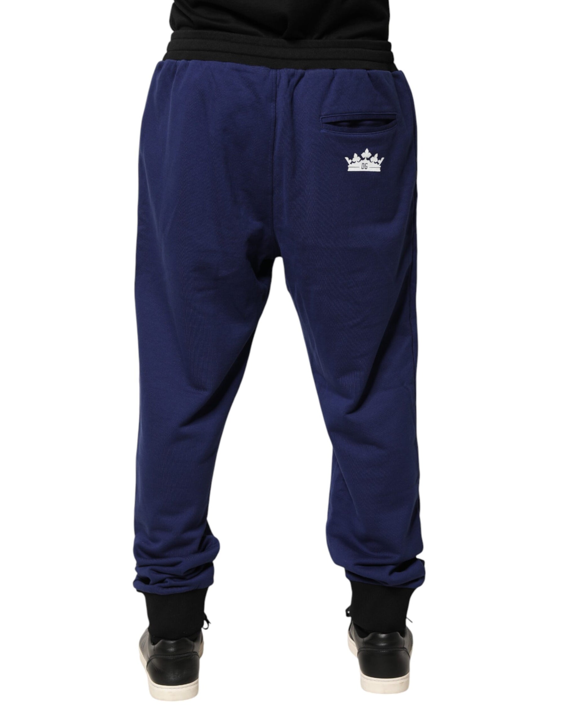 Dolce & Gabbana Blue Cotton Mid Waist Jogger Trousers Pants | Regal Royce