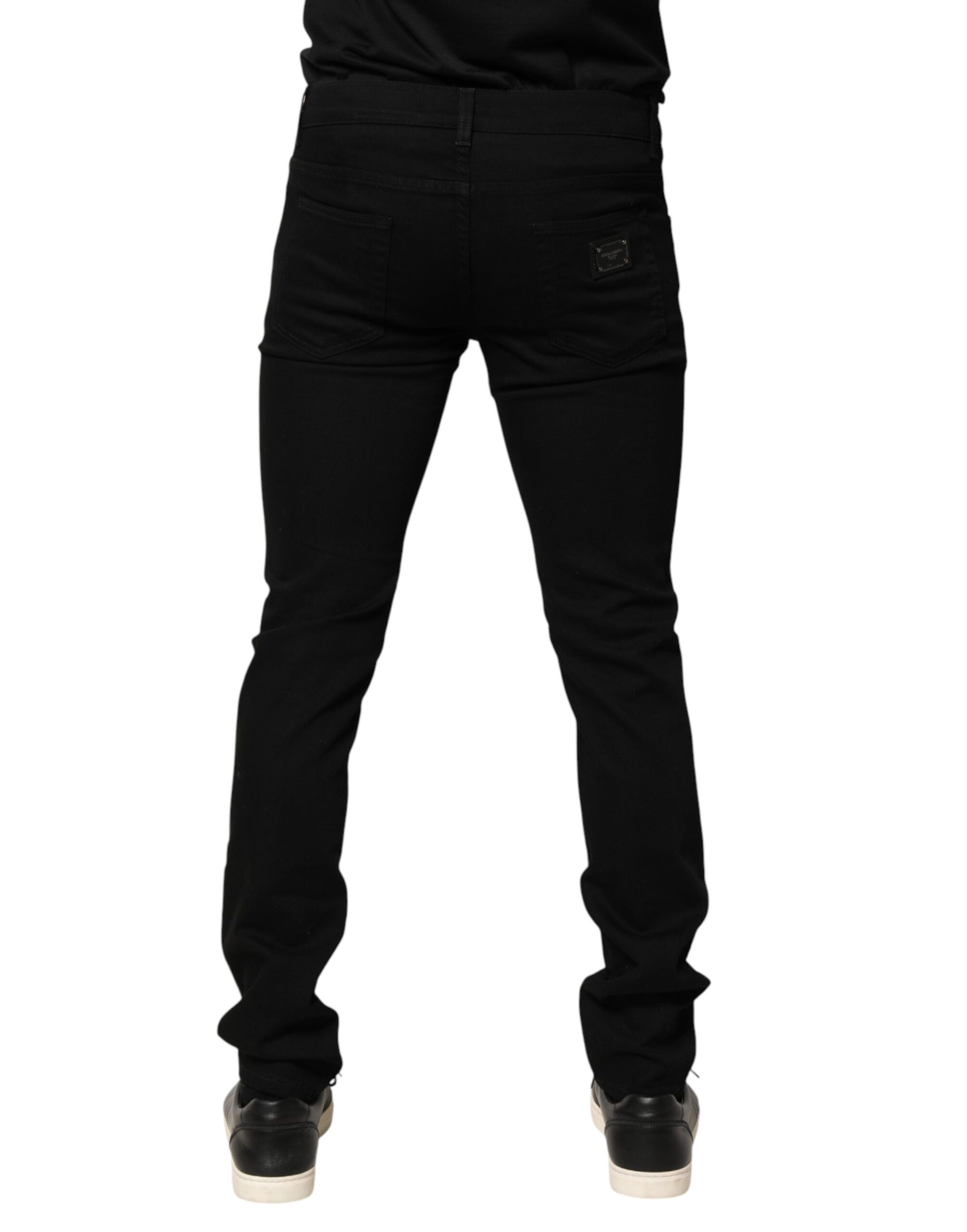 Dolce & Gabbana Black Sacred Heart Men Cotton Denim Jeans | Regal Royce