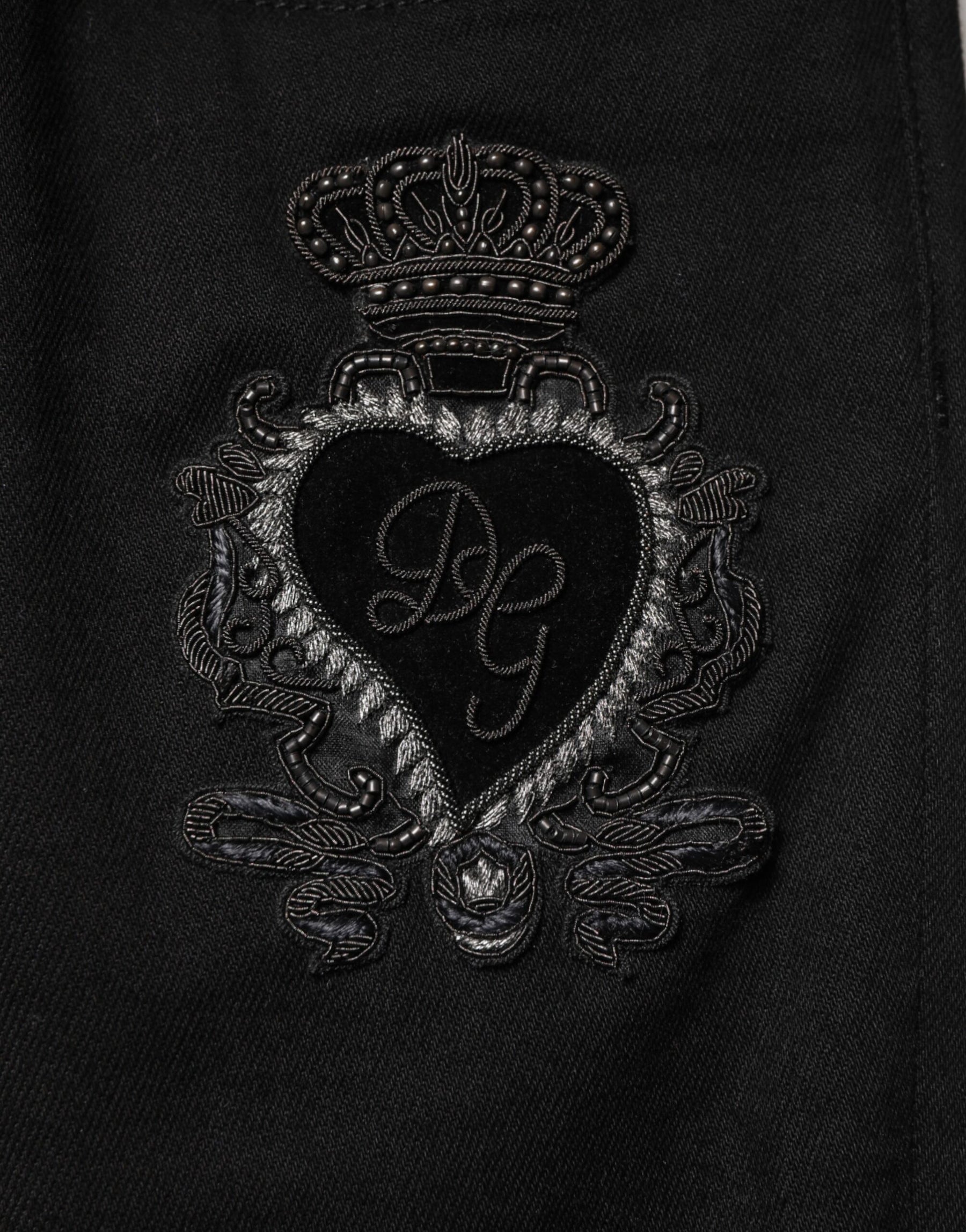 Dolce & Gabbana Black Sacred Heart Men Cotton Denim Jeans | Regal Royce