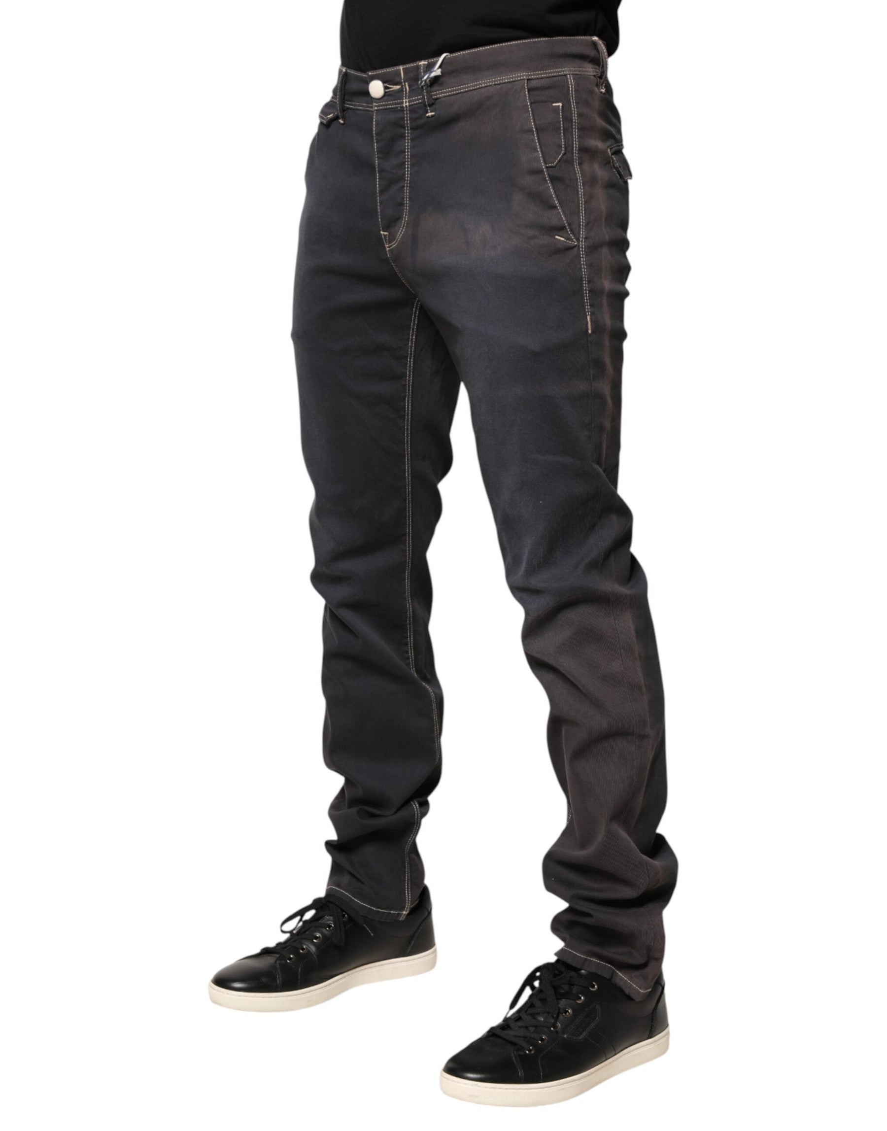 Jeckerson Dark Gray Mid Waist Skinny Fit Men Denim Trouser Jeans | Regal Royce