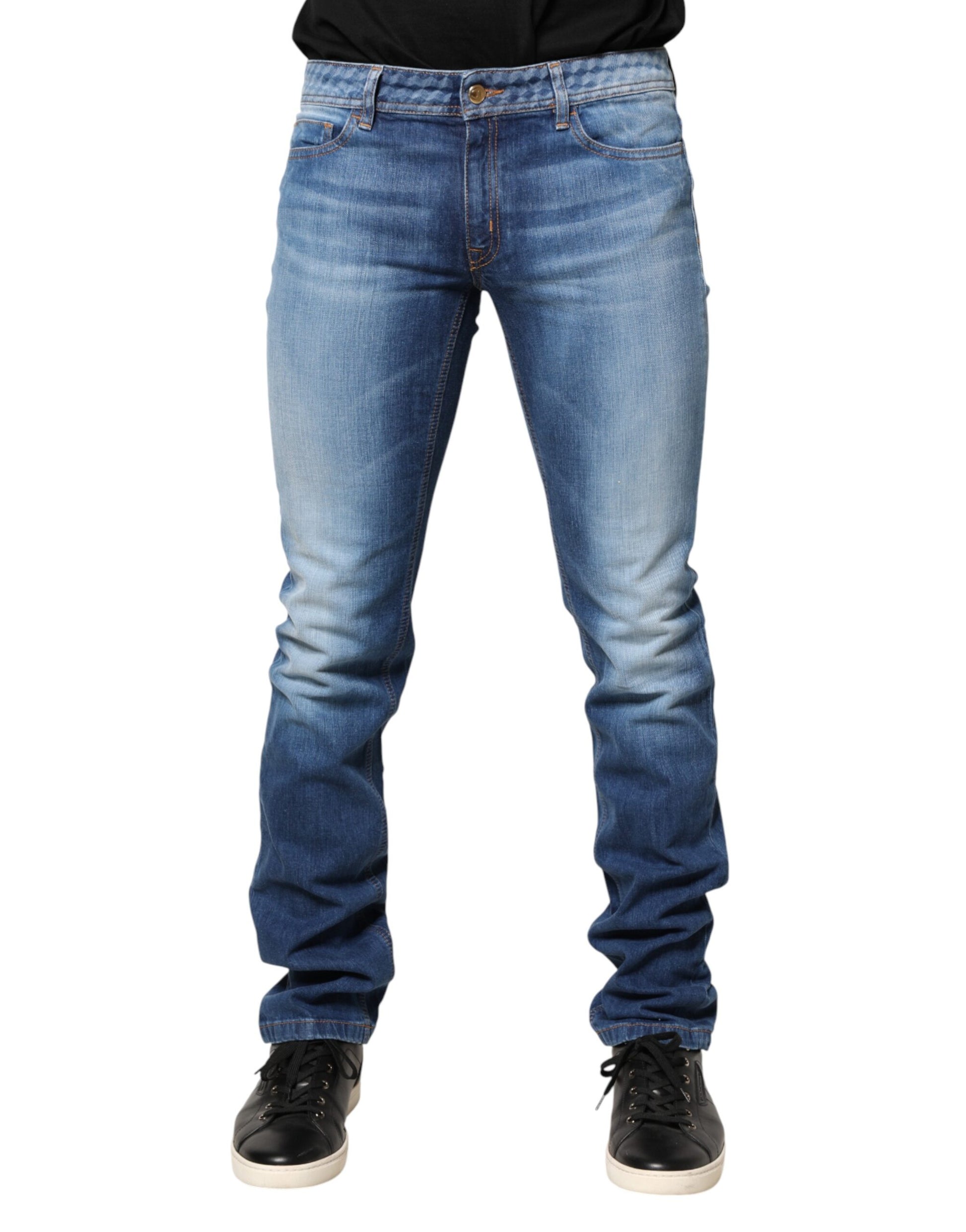 Just Cavalli Blue Washed Mid Waist Skinny Denim Trouser Jeans