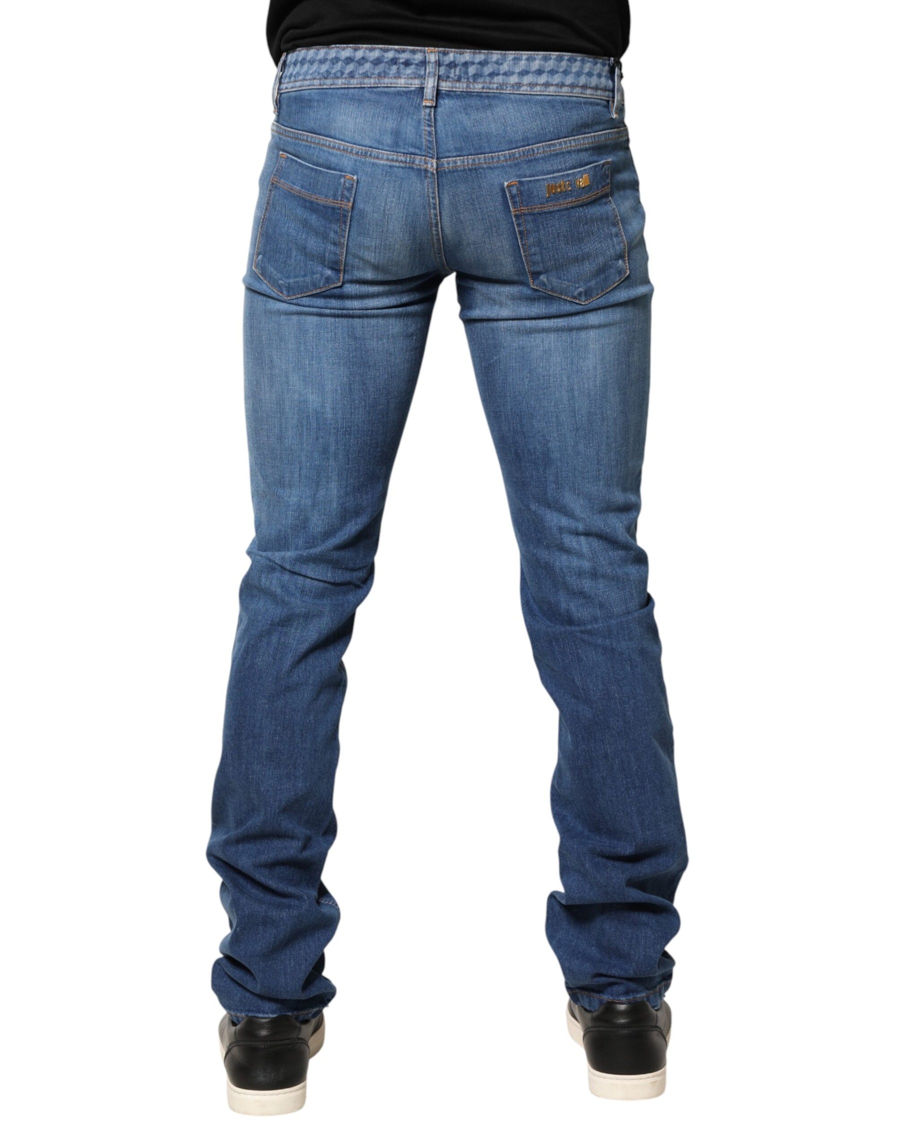 Just Cavalli Blue Washed Mid Waist Skinny Denim Trouser Jeans | Regal Royce