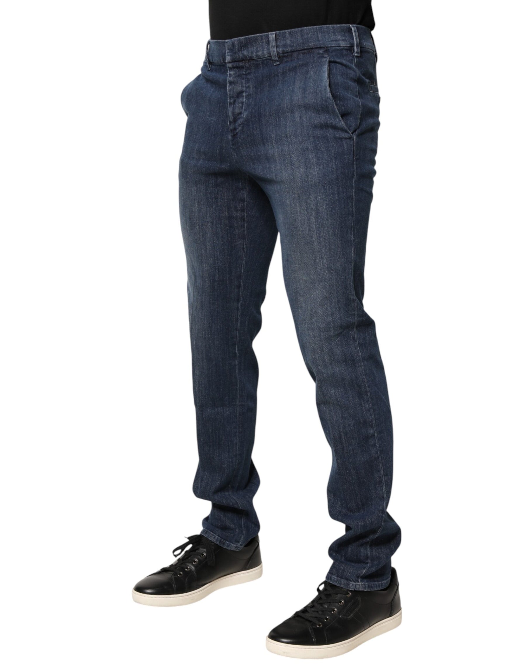 Prada Dark Blue Mid Waist Skinny Fit Men Denim Trouser Jeans | Regal Royce