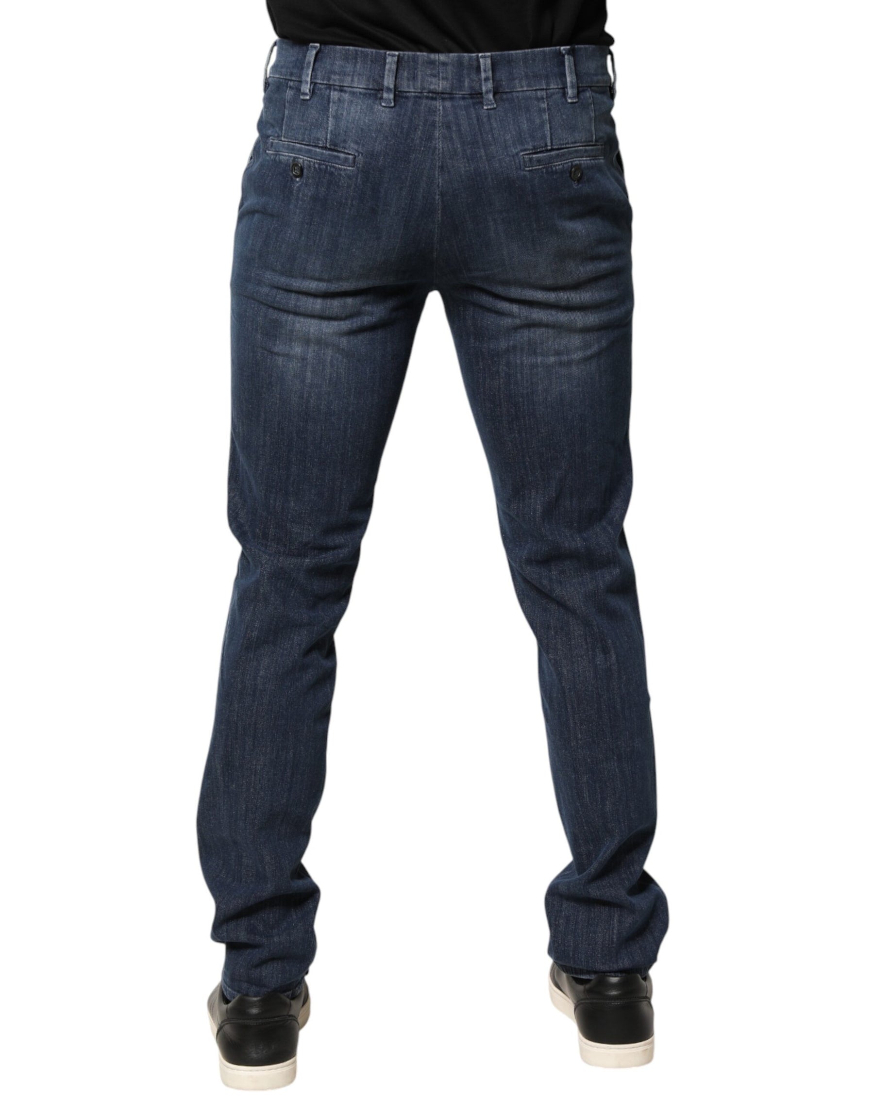 Prada Dark Blue Mid Waist Skinny Fit Men Denim Trouser Jeans | Regal Royce