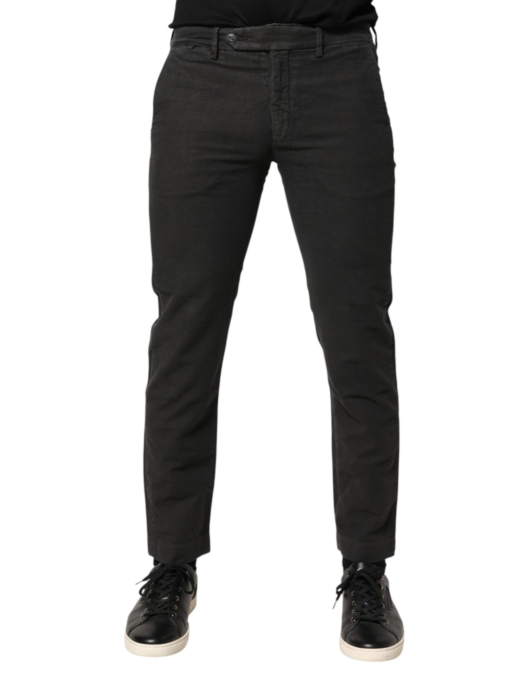 Maison Clochard Dark Gray Cotton Mid Waist Skinny Men Denim Jeans | Regal Royce