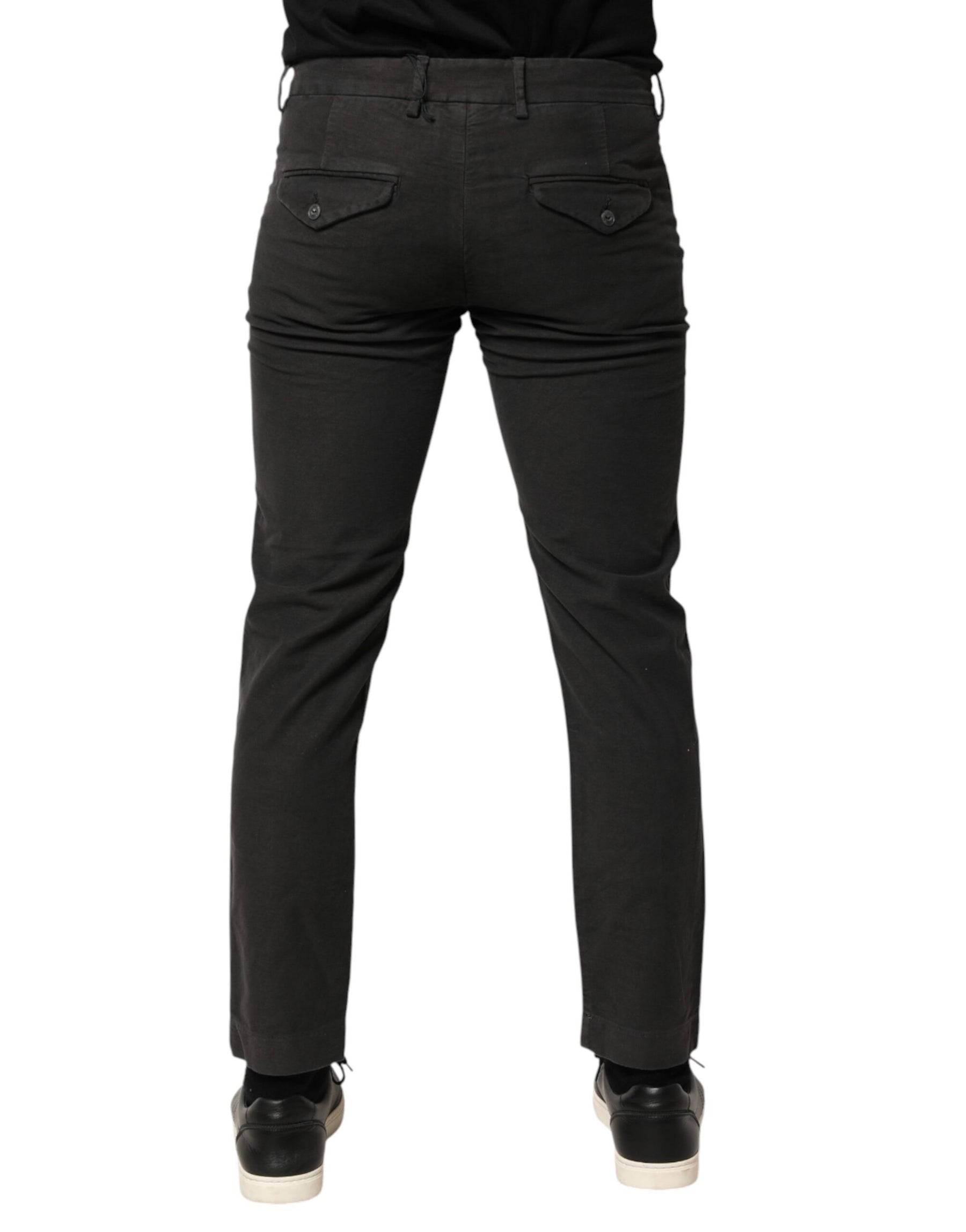 Maison Clochard Dark Gray Cotton Mid Waist Skinny Men Denim Jeans | Regal Royce