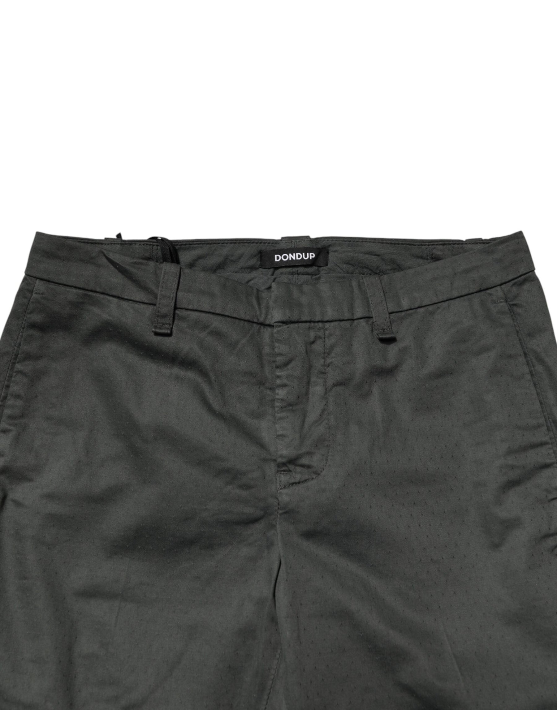 Dondup Dark Gray Cotton Mid Waist Skinny Men Chino Trouser Pants | Regal Royce