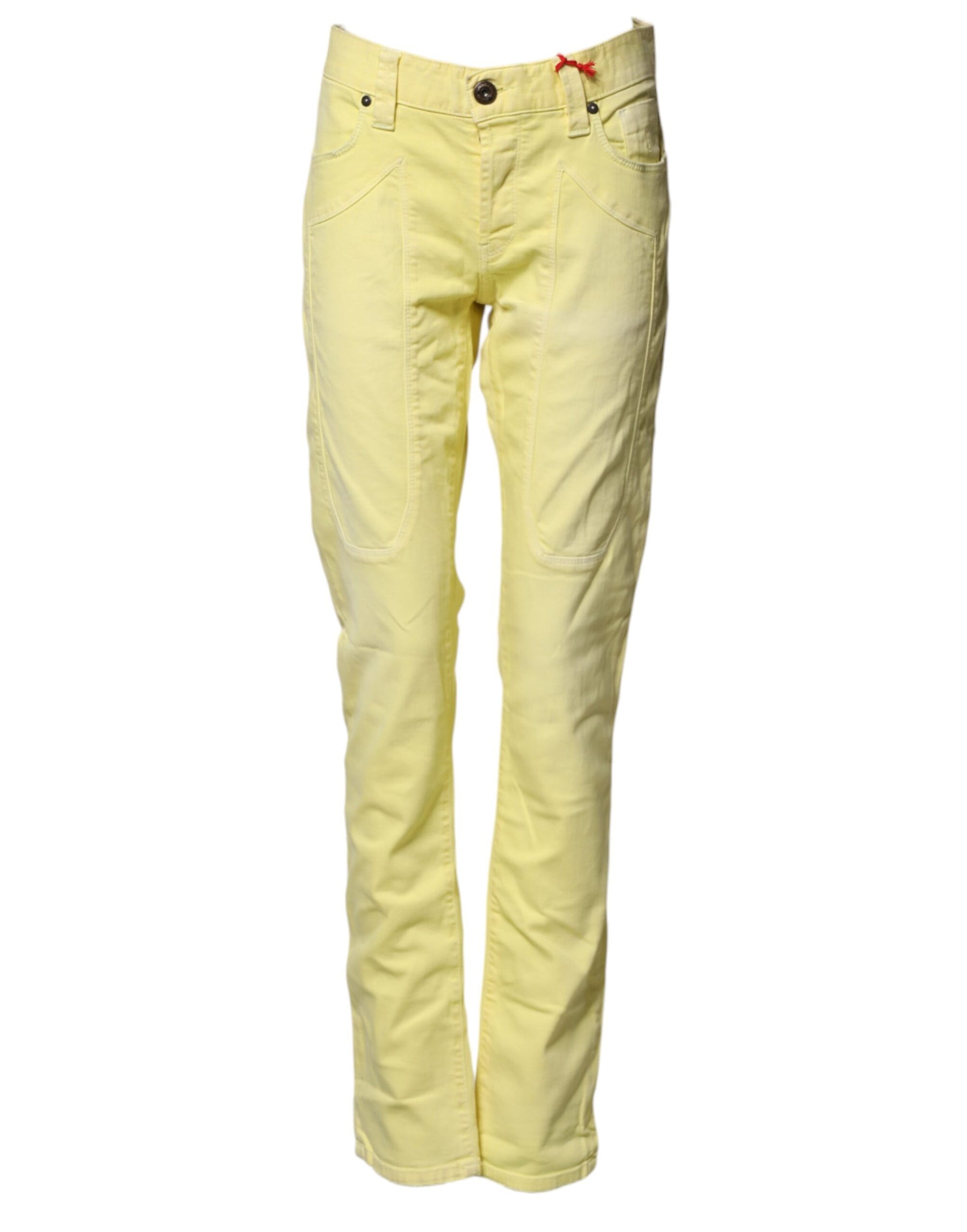 Jeckerson Yellow Mid Waist Straight Fit Men Denim Trouser Jeans | Regal Royce