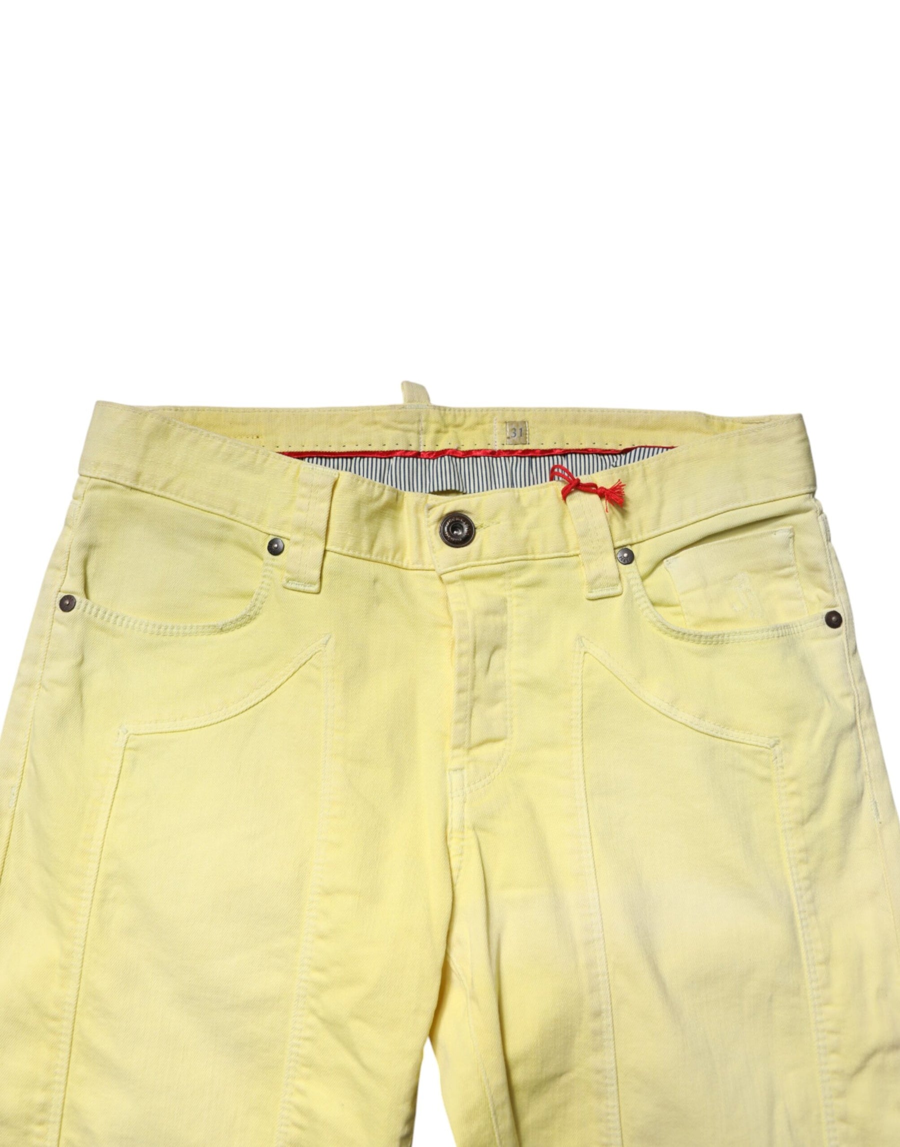 Jeckerson Yellow Mid Waist Straight Fit Men Denim Trouser Jeans | Regal Royce