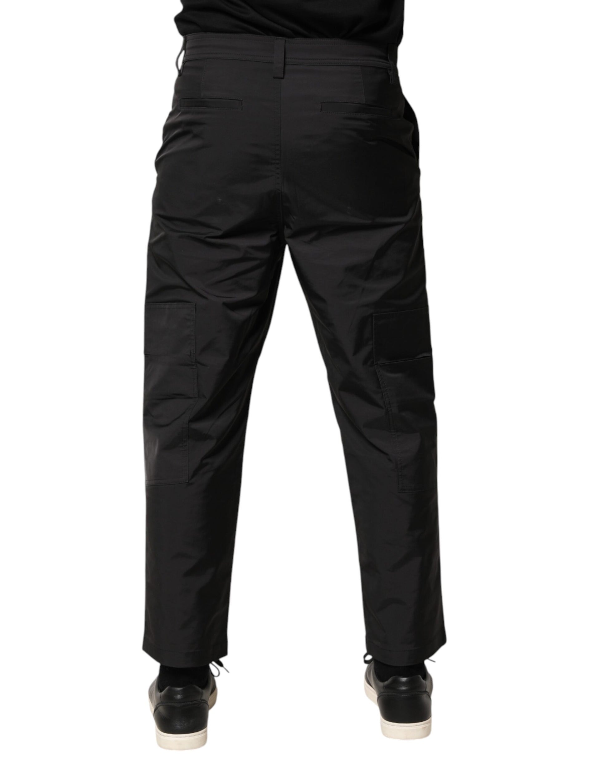Valentino Black Mid Waist Men Tapered Dress Trouser Pants