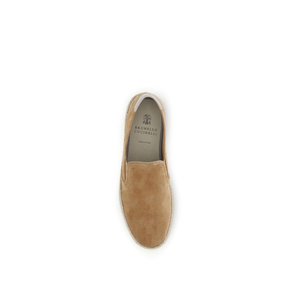 Brunello Cucinelli Beige Calf Leather Bos Taurus Espadrilles | Regal Royce