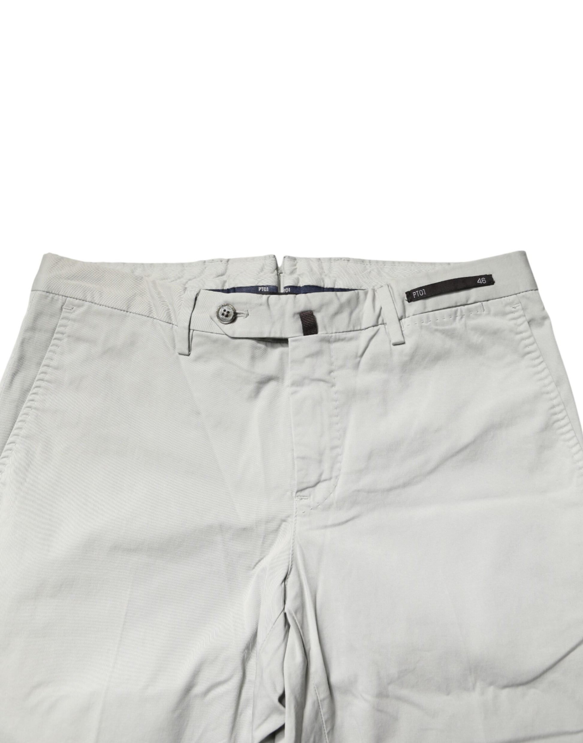 PT01 Light Gray Mid Waist Men Straight Chino Trouser Pants | Regal Royce