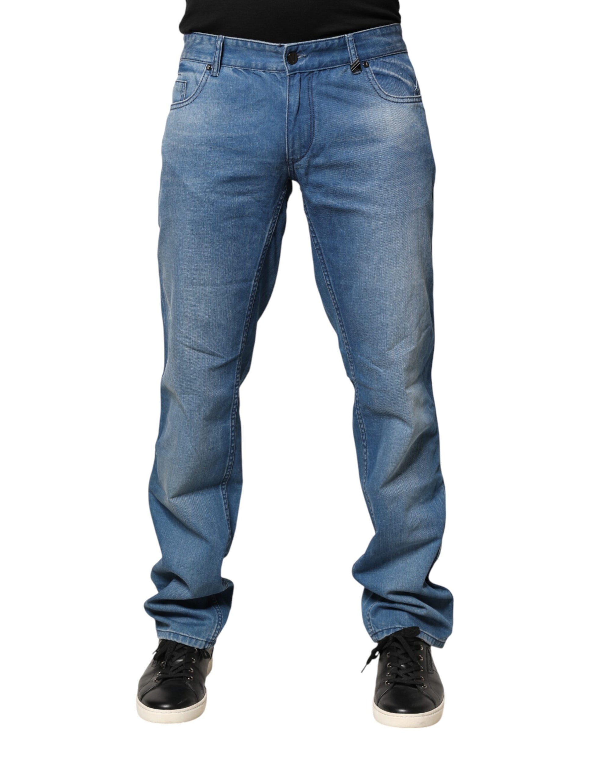 Verri Blue Washed Cotton Skinny Fit Men Denim Trouser Jeans | Regal Royce