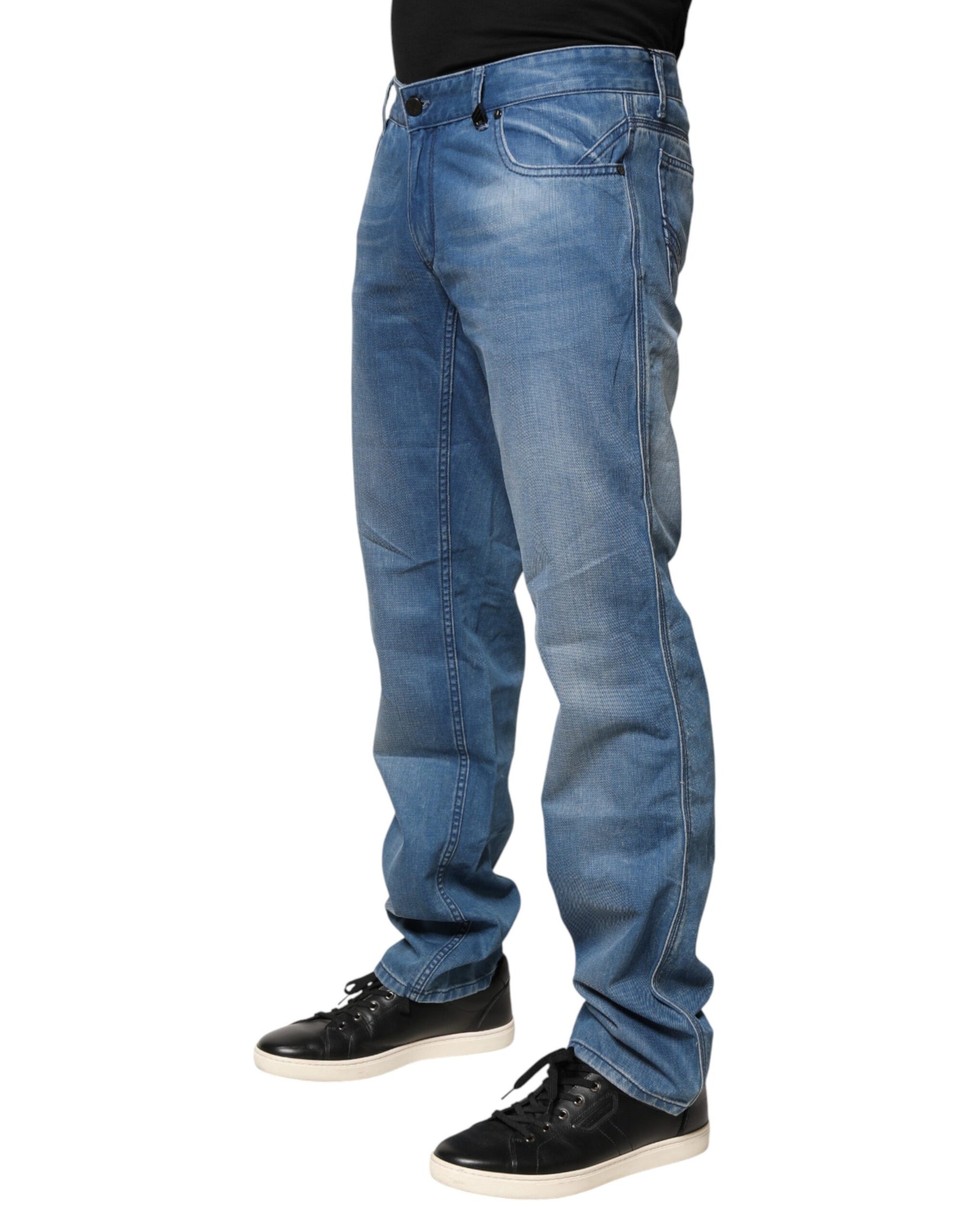 Verri Blue Washed Cotton Skinny Fit Men Denim Trouser Jeans | Regal Royce