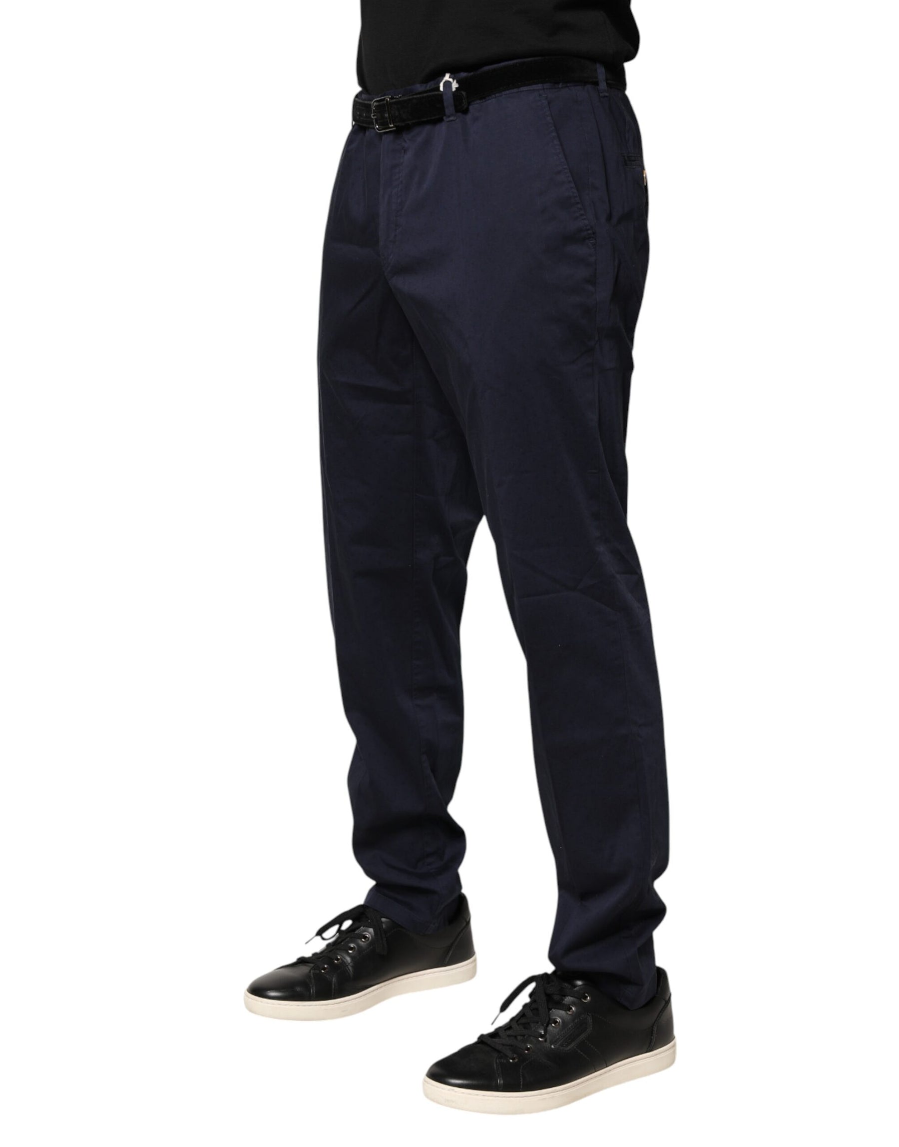 Domenico Tagliente Navy Blue Skinny Chino Mid Waist Men Pants | Regal Royce