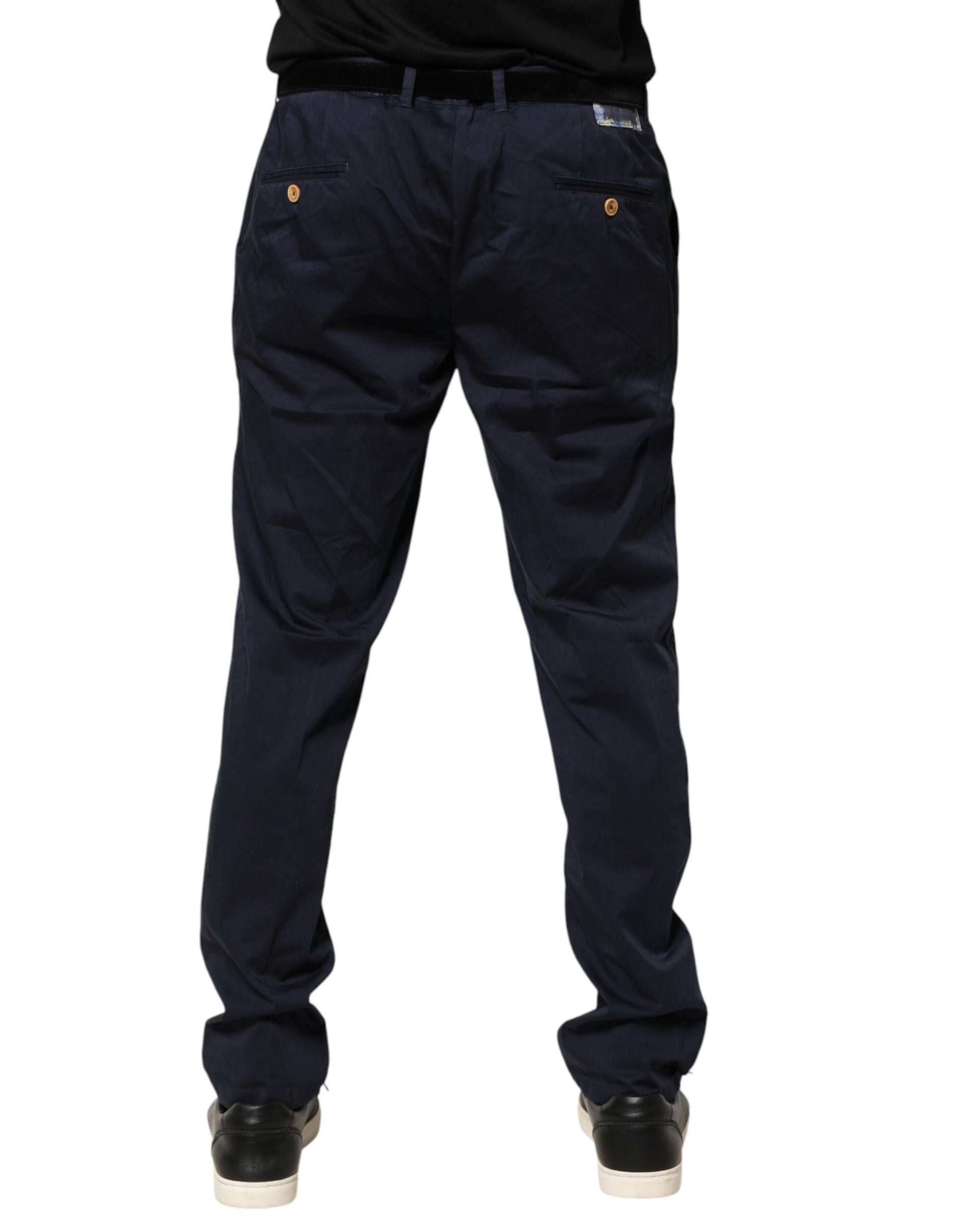 Domenico Tagliente Navy Blue Skinny Chino Mid Waist Men Pants | Regal Royce