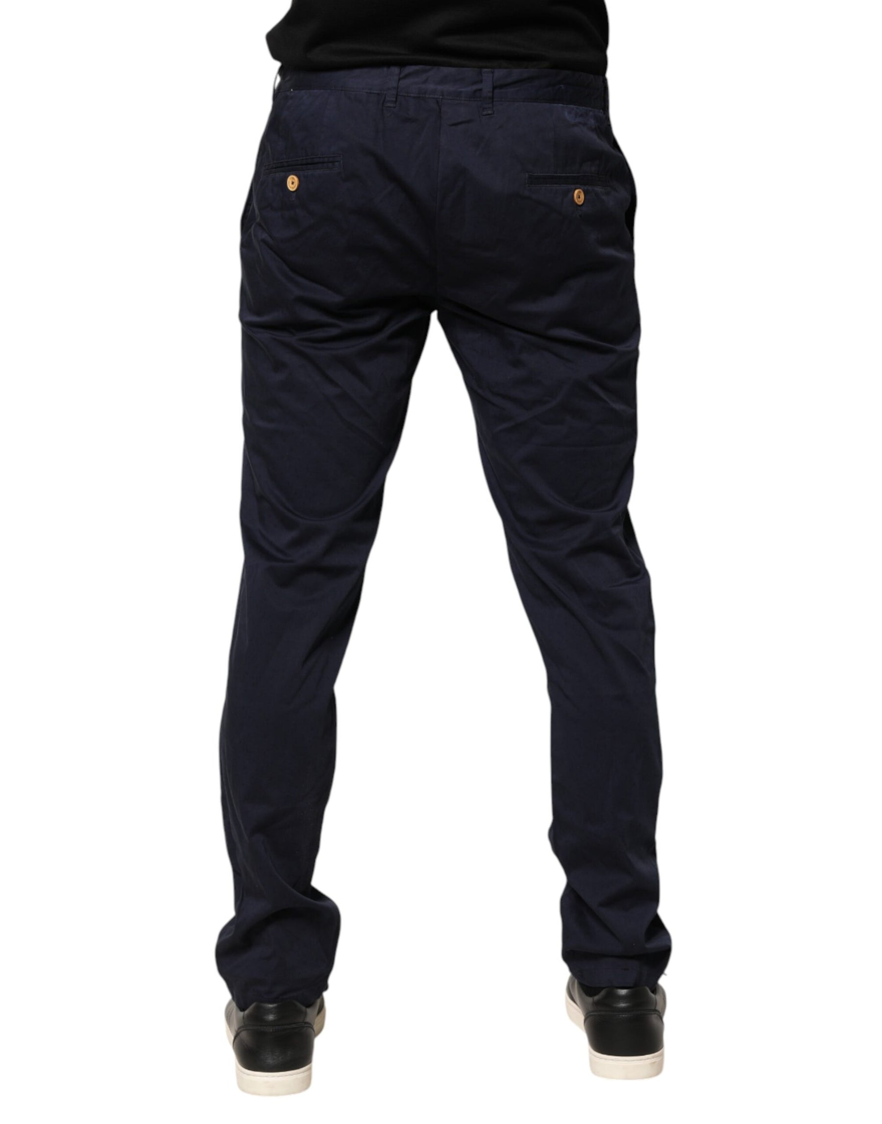 Domenico Tagliente Navy Blue Skinny Chino Mid Waist Men Pants | Regal Royce