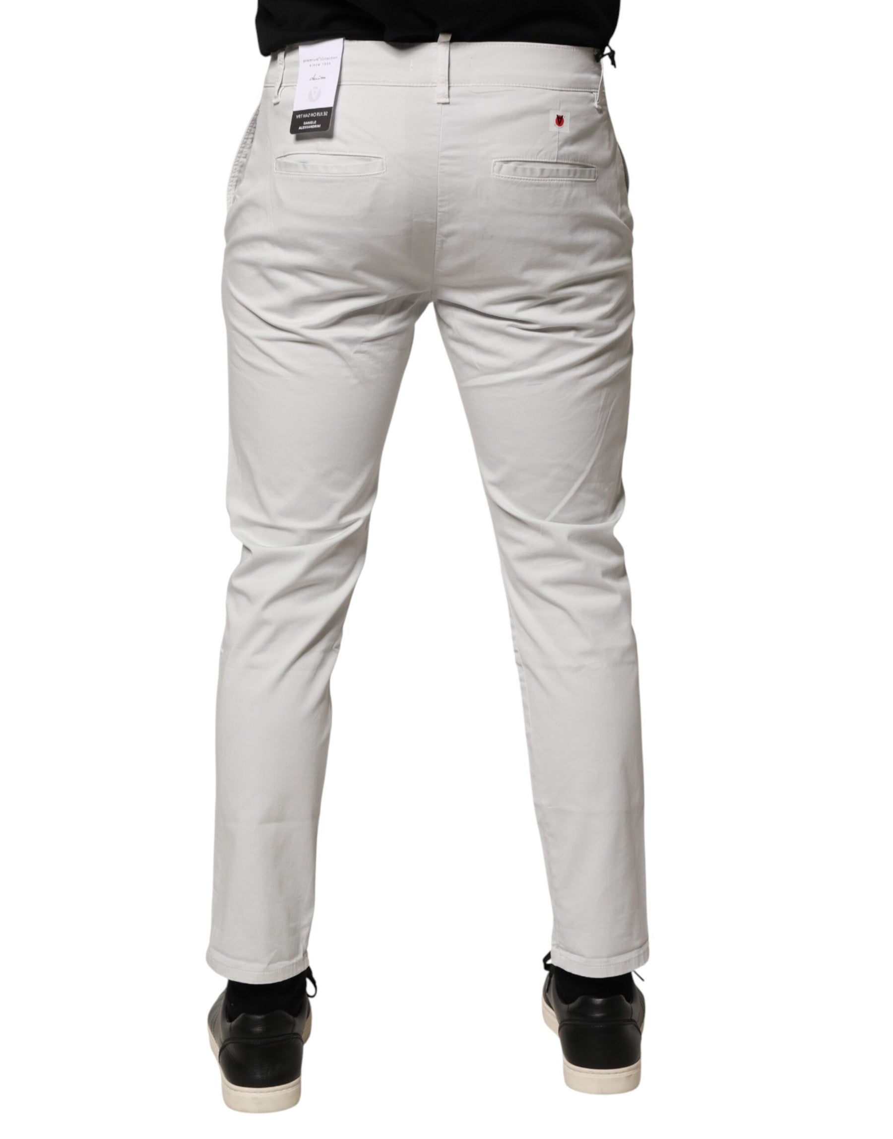 Daniele Alessandrini White Cotton Mid Waist Skinny Men Denim Jeans | Regal Royce