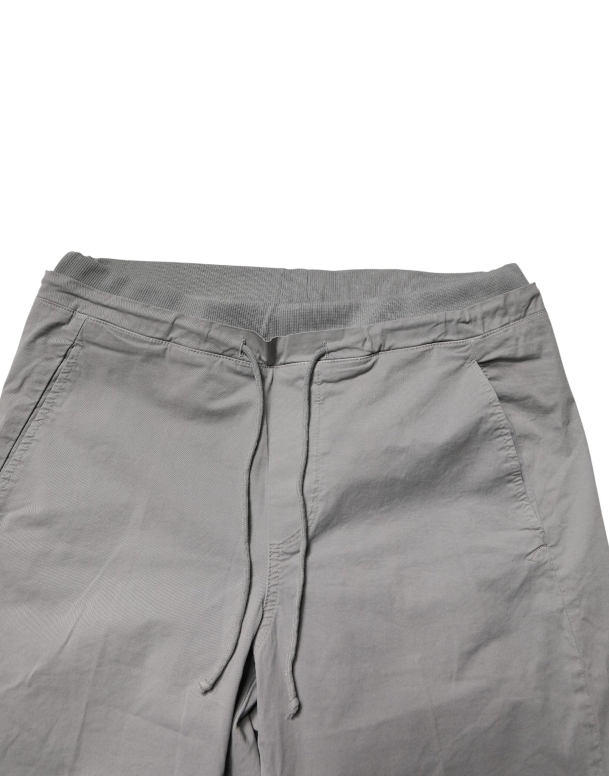 Dondup Light Gray Cotton Mid Waist Skinny Men Jogger Trouser Pants | Regal Royce