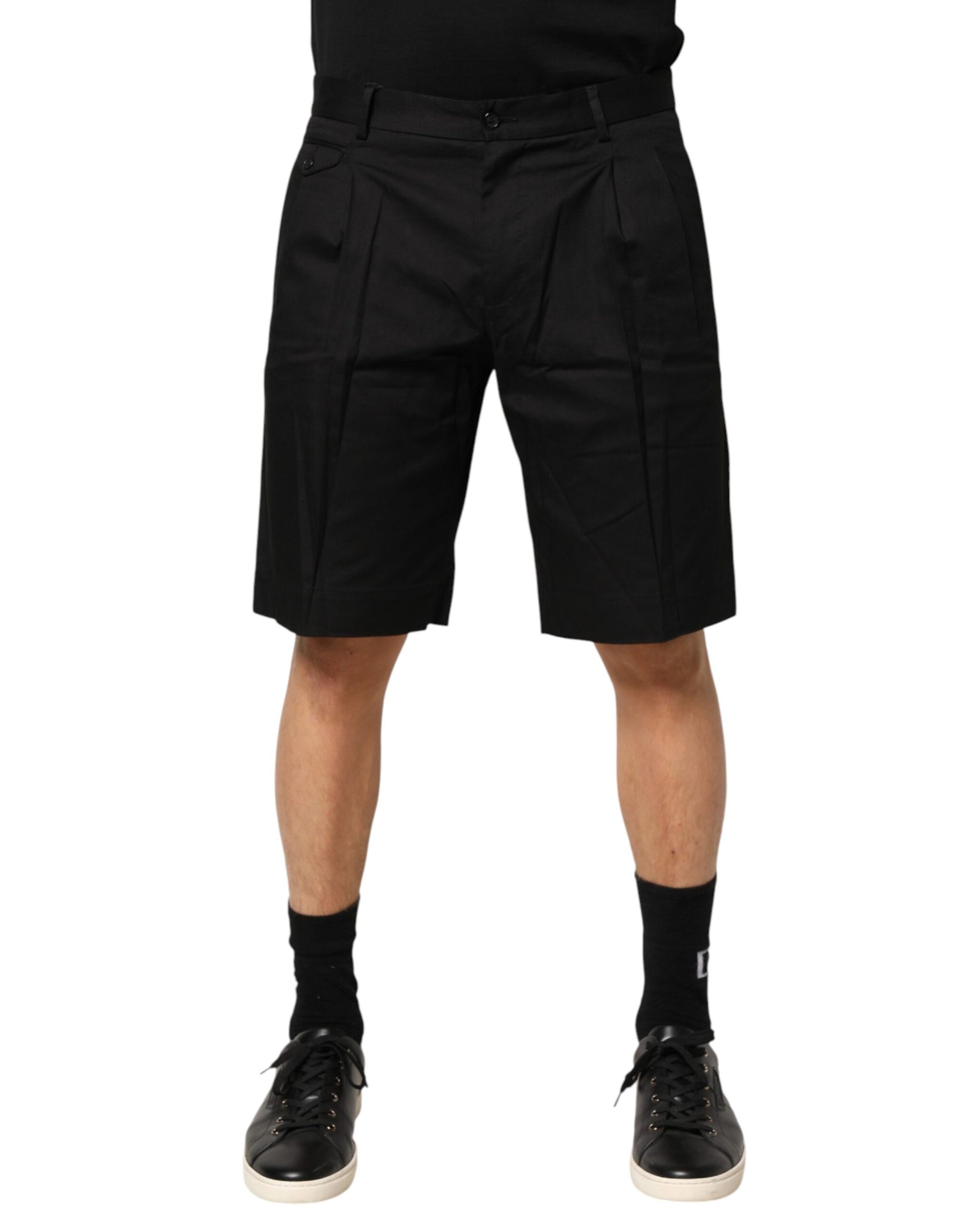 Dolce & Gabbana Black Cotton Stretch Mid Wasit Bermuda Shorts | Regal Royce