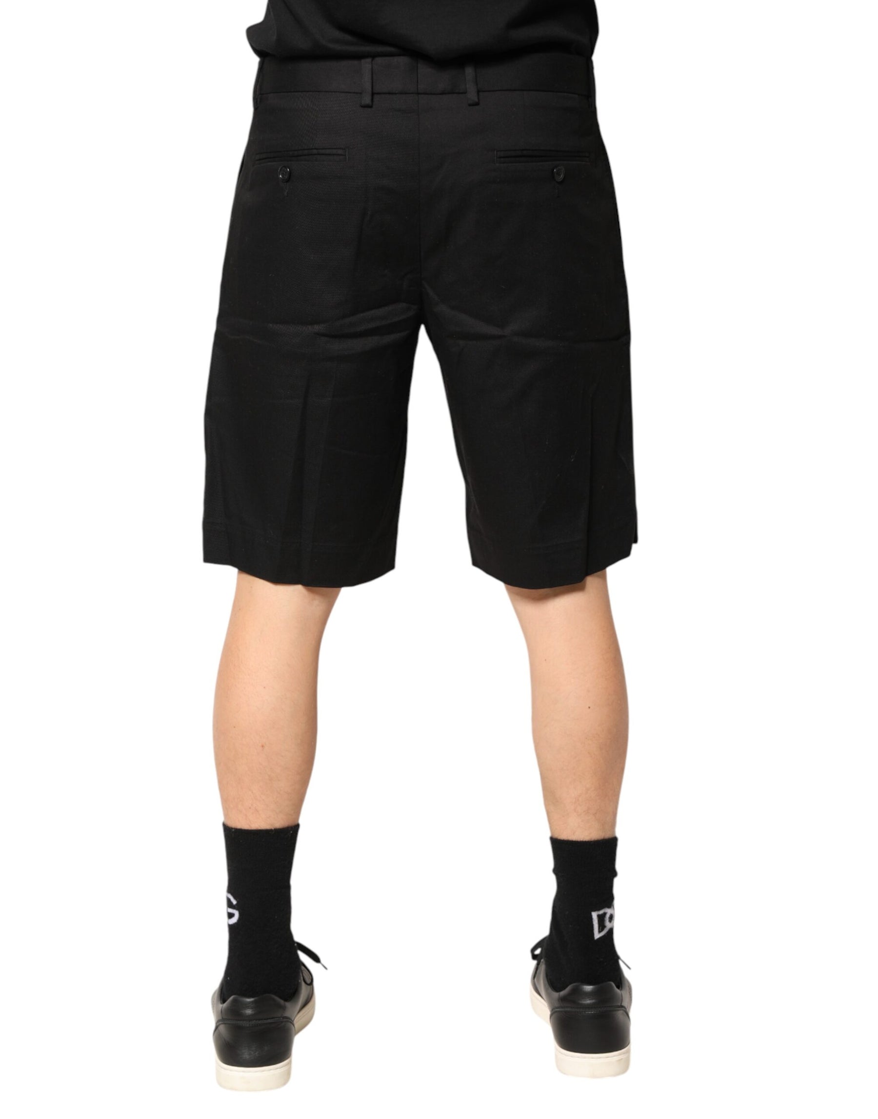 Dolce & Gabbana Black Cotton Stretch Mid Wasit Bermuda Shorts | Regal Royce