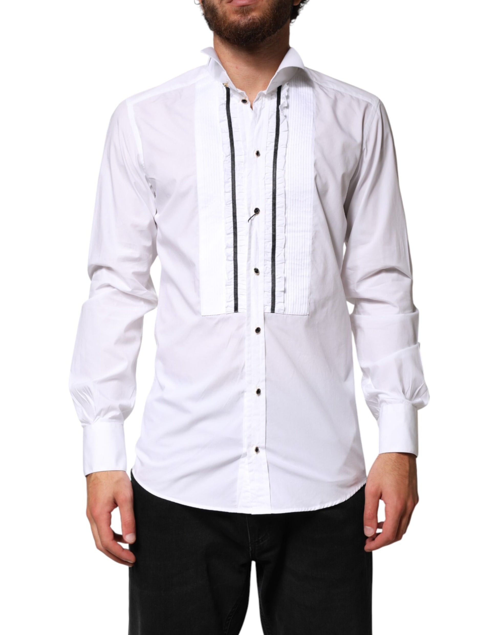 Dolce & Gabbana White GOLD Long Sleeves Formal Dress Shirt | Regal Royce