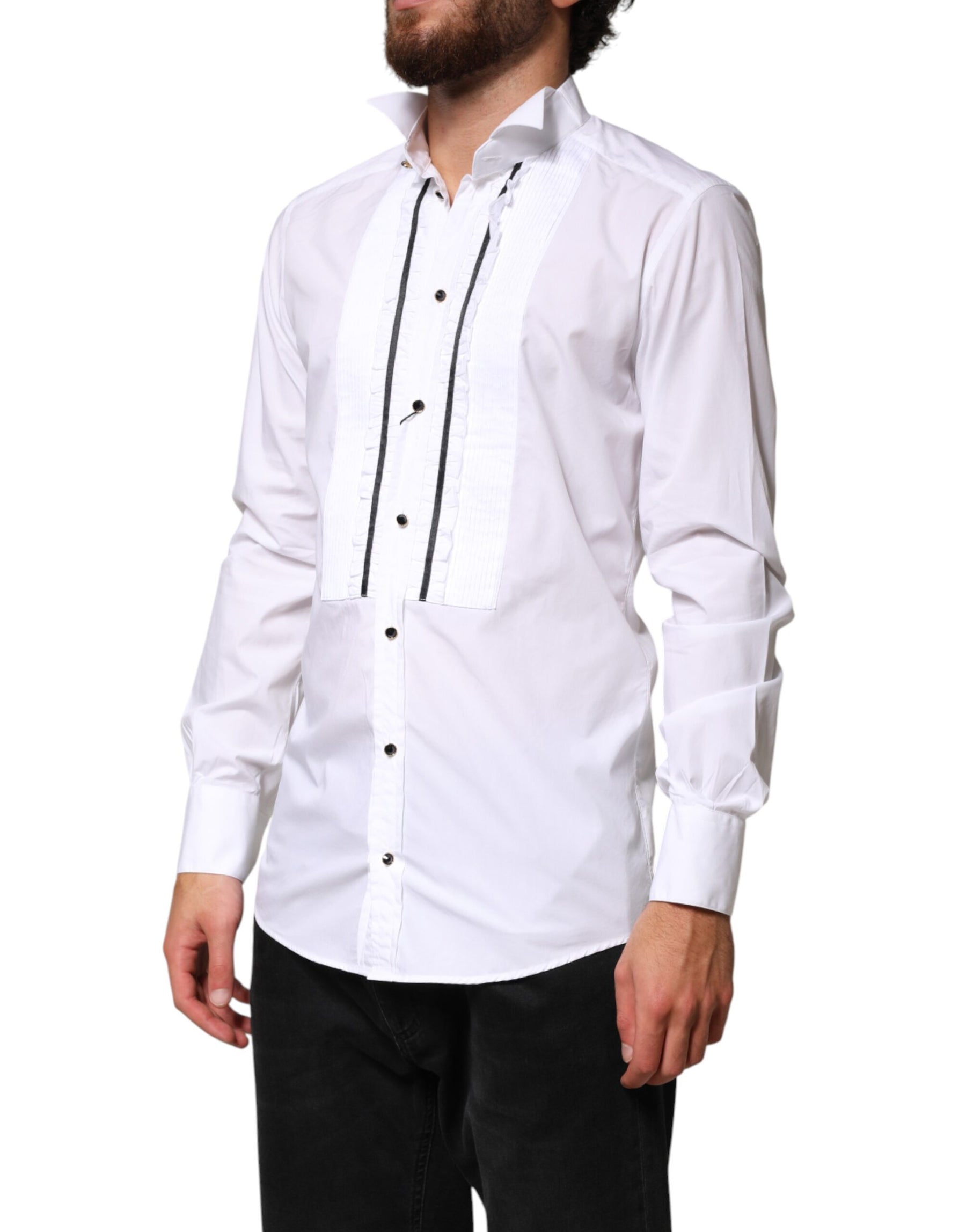 Dolce & Gabbana White GOLD Long Sleeves Formal Dress Shirt | Regal Royce