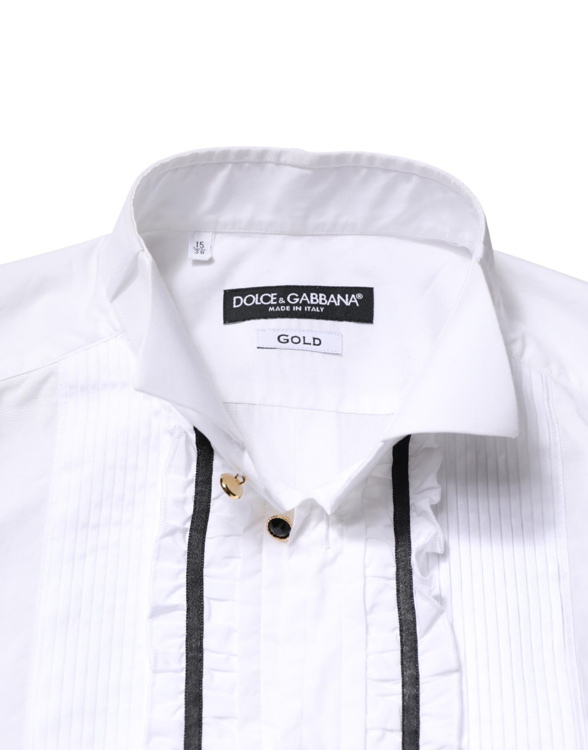 Dolce & Gabbana White GOLD Long Sleeves Formal Dress Shirt | Regal Royce