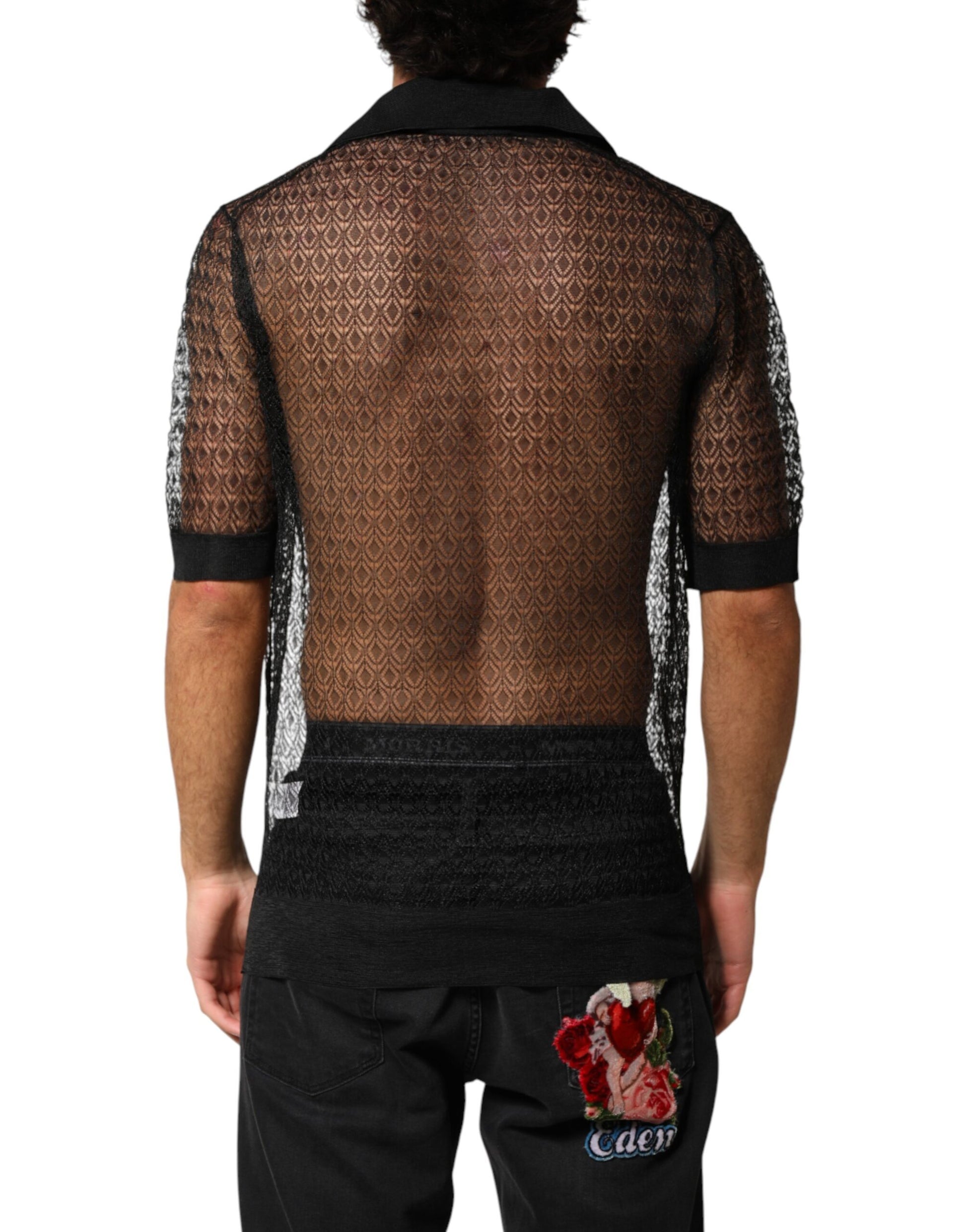 Dolce & Gabbana Black Sheer Short Sleeves Casual Polo  Top | Regal Royce