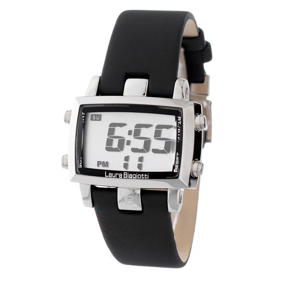 Laura Biagiotti Black Leather Digital Watch | Regal Royce