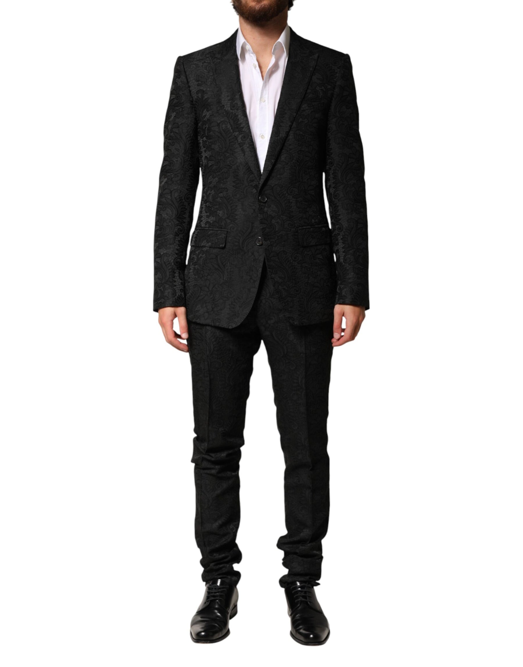 Dolce & Gabbana Black Brocade Single Breasted 2 Piece Suit | Regal Royce