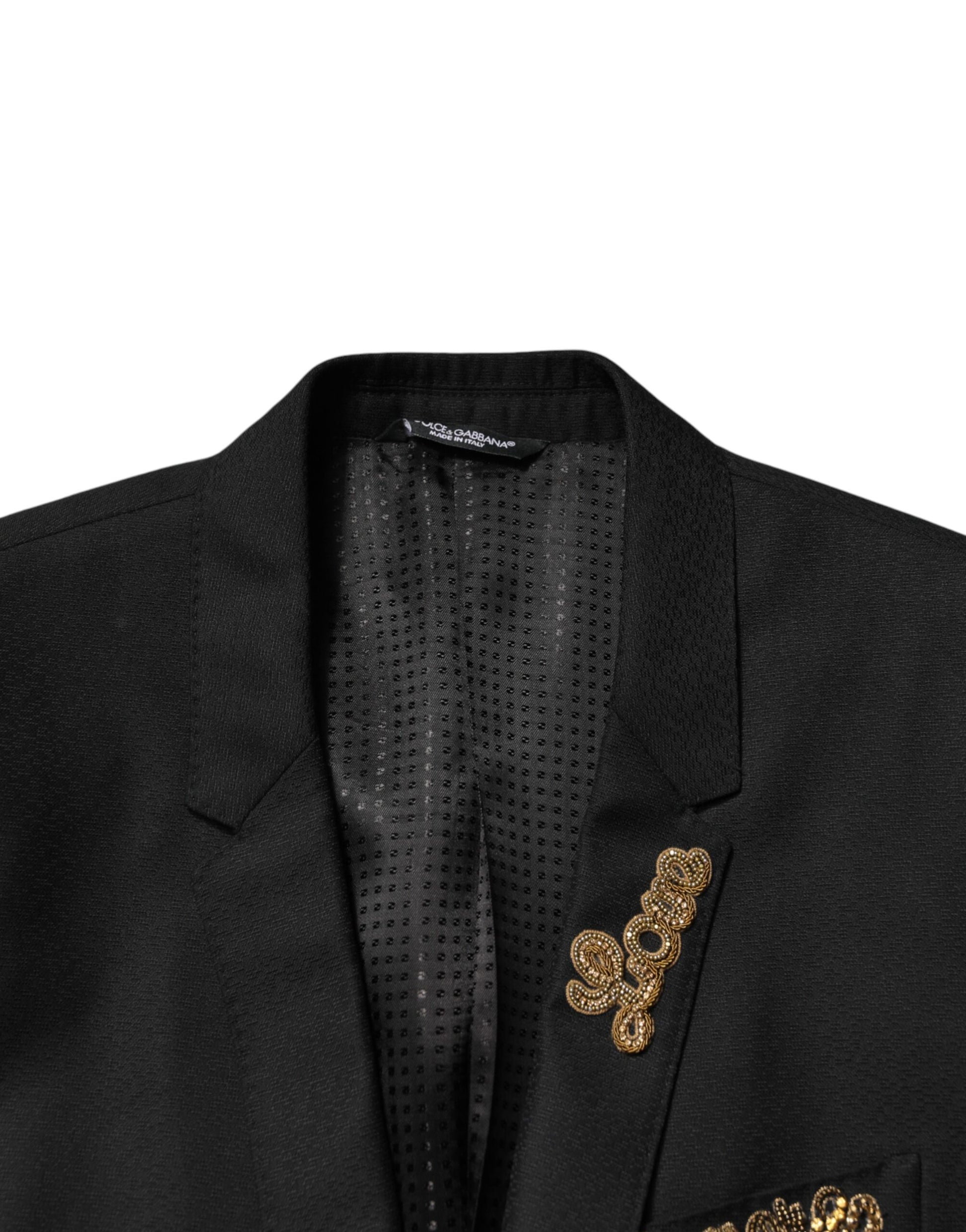 Dolce & Gabbana Black Embellished Single Breasted 2 Pc Suit | Regal Royce