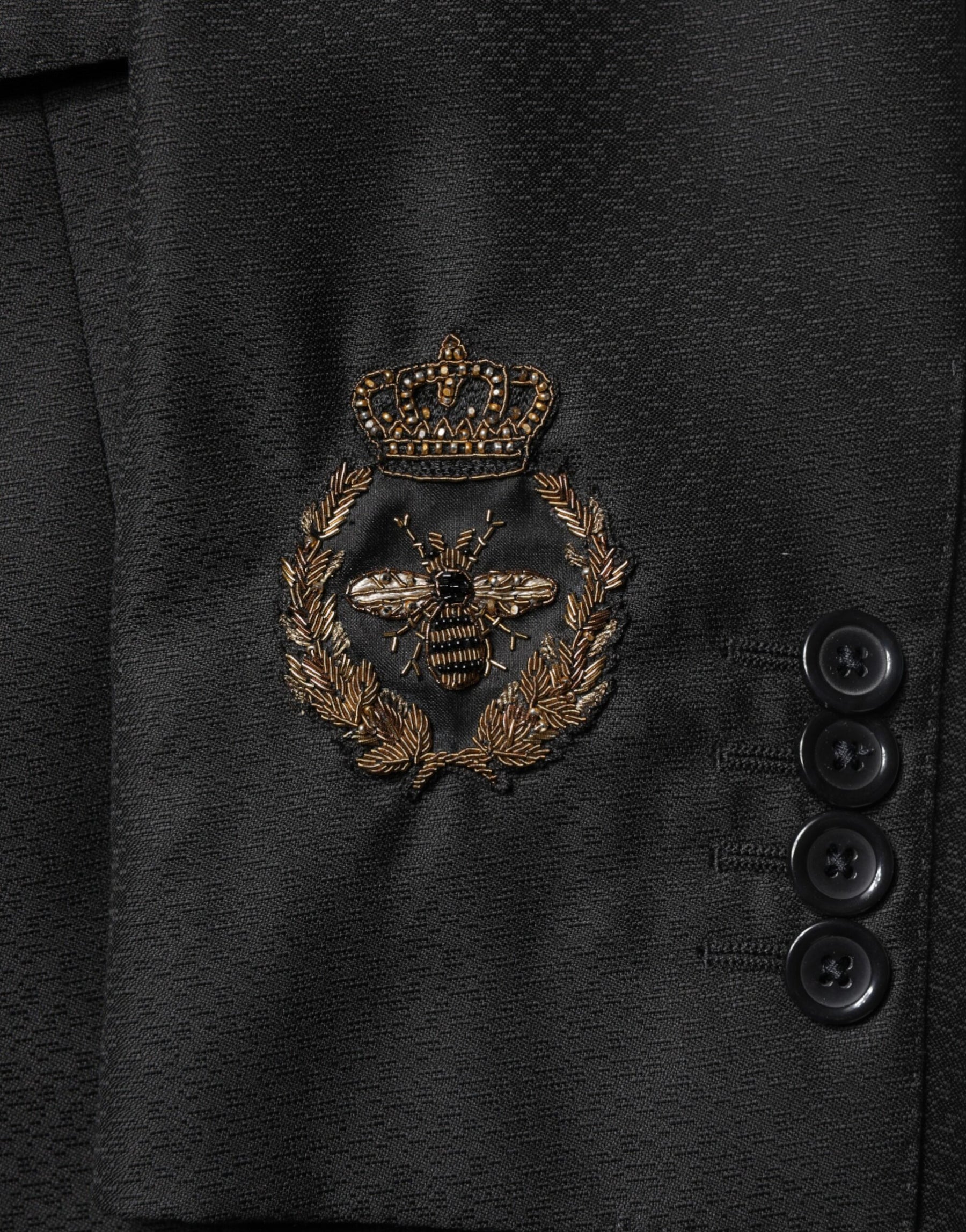 Dolce & Gabbana Black Embellished Single Breasted 2 Pc Suit | Regal Royce