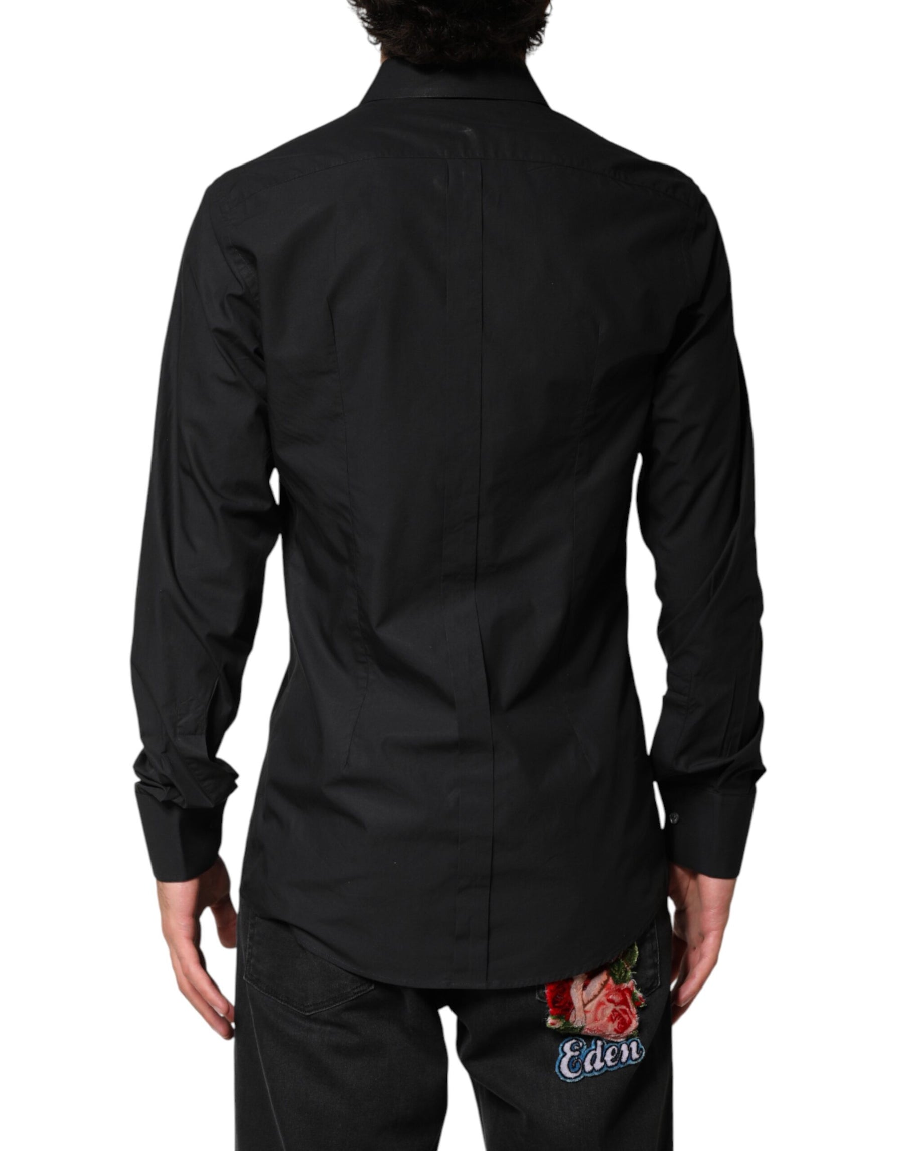 Dolce & Gabbana Black GOLD Cotton Men Dress Formal Shirt | Regal Royce