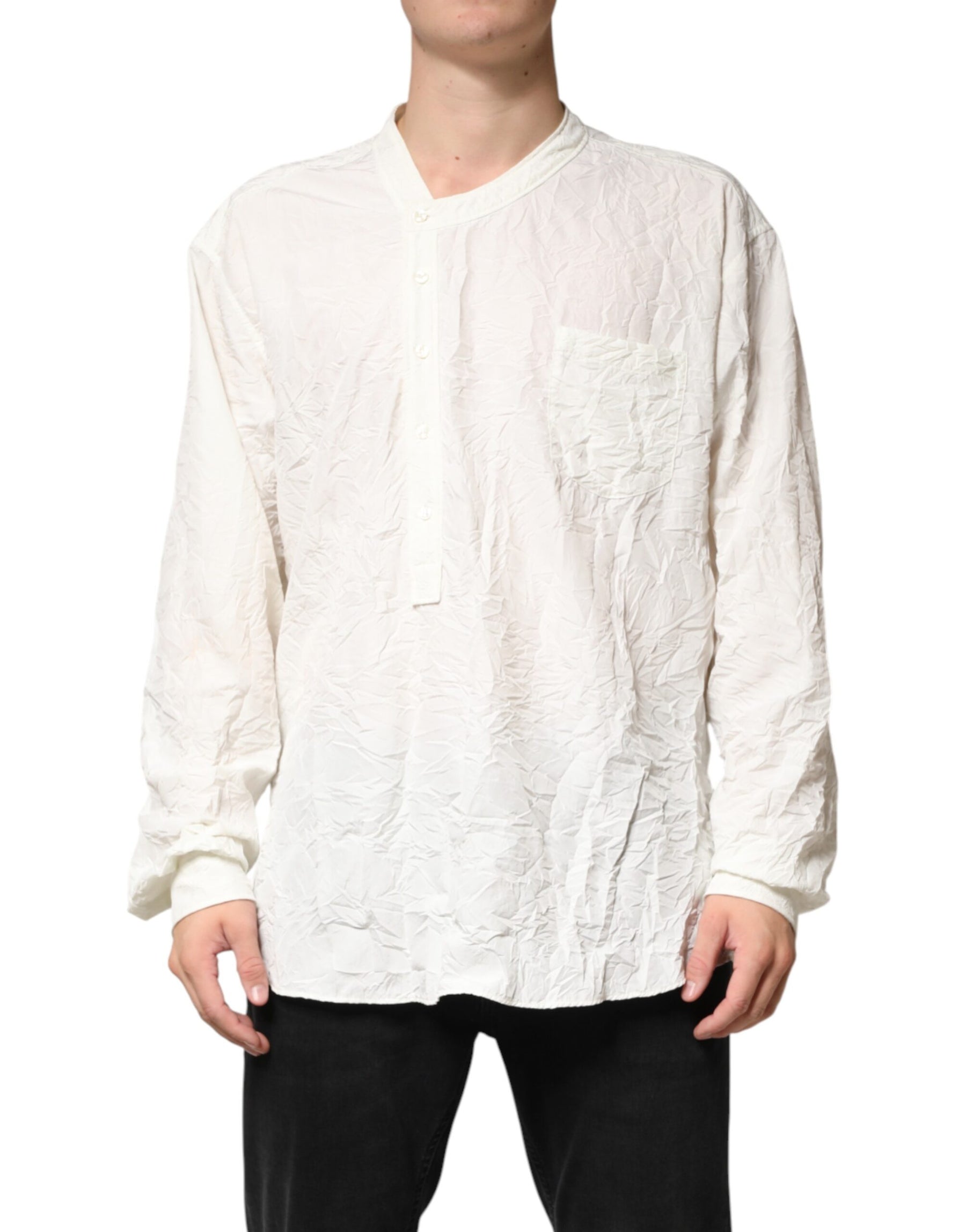 Dolce & Gabbana White Cotton Men Long Sleeves Men Shirt | Regal Royce