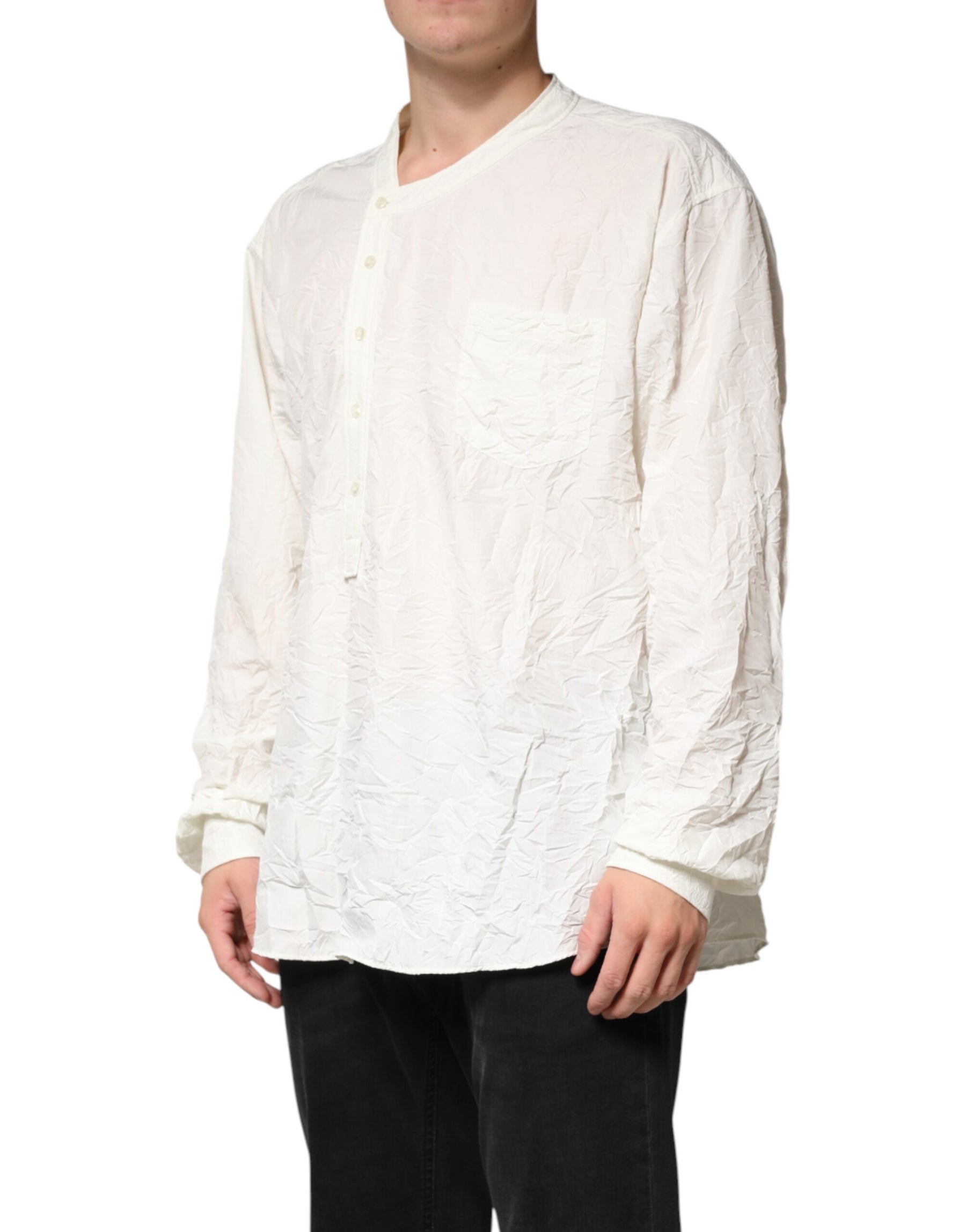 Dolce & Gabbana White Cotton Men Long Sleeves Men Shirt | Regal Royce