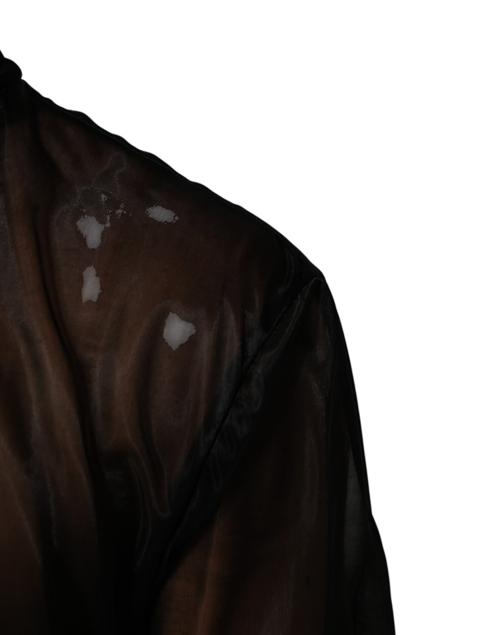 Dolce & Gabbana Black Sheer Long Sleeves Turtleneck Top | Regal Royce