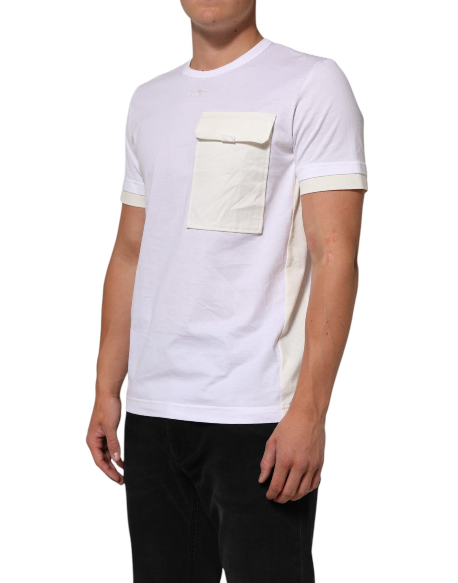 Dolce & Gabbana White Cotton Pocket Short Sleeves T-shirt | Regal Royce