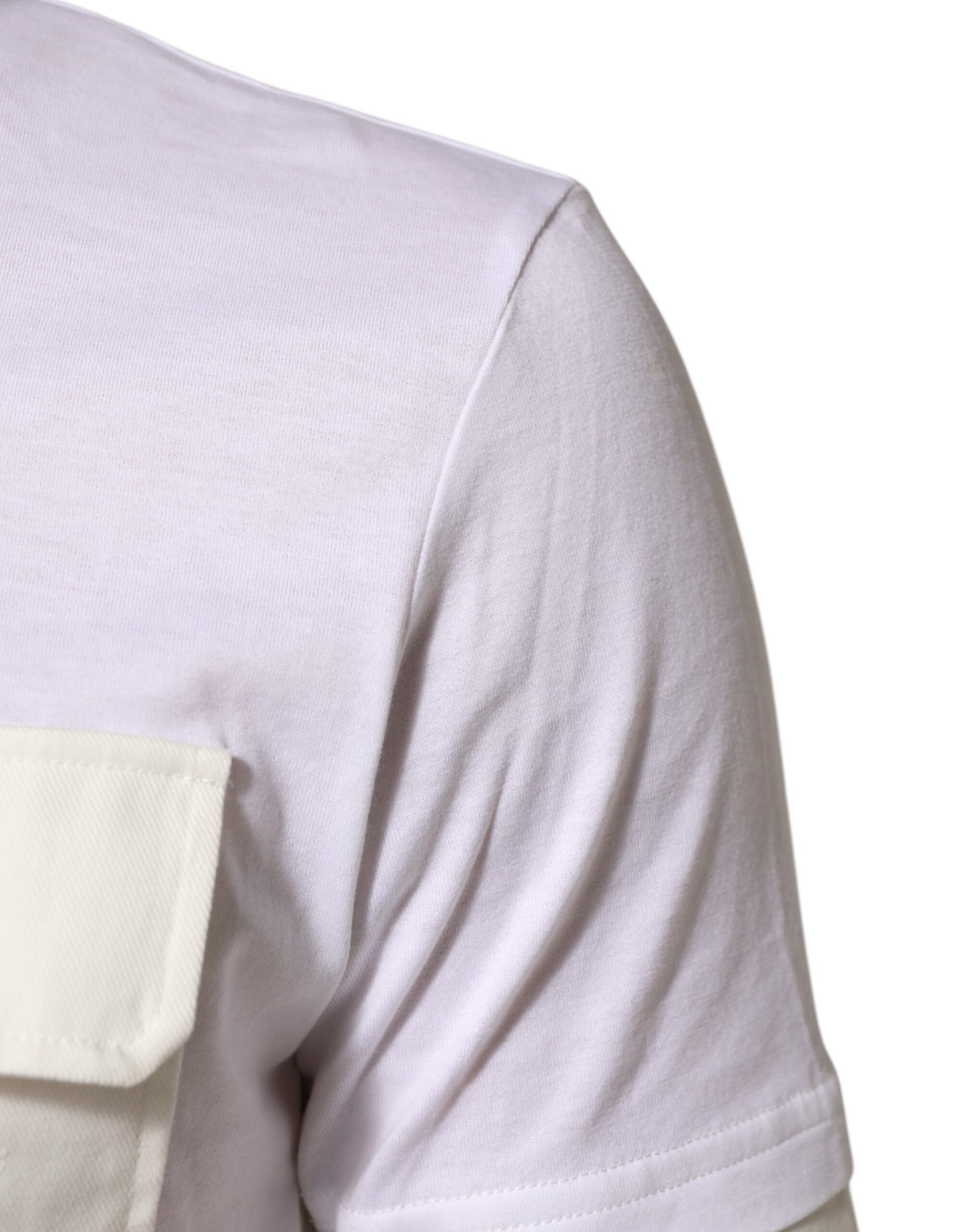 Dolce & Gabbana White Cotton Pocket Short Sleeves T-shirt | Regal Royce