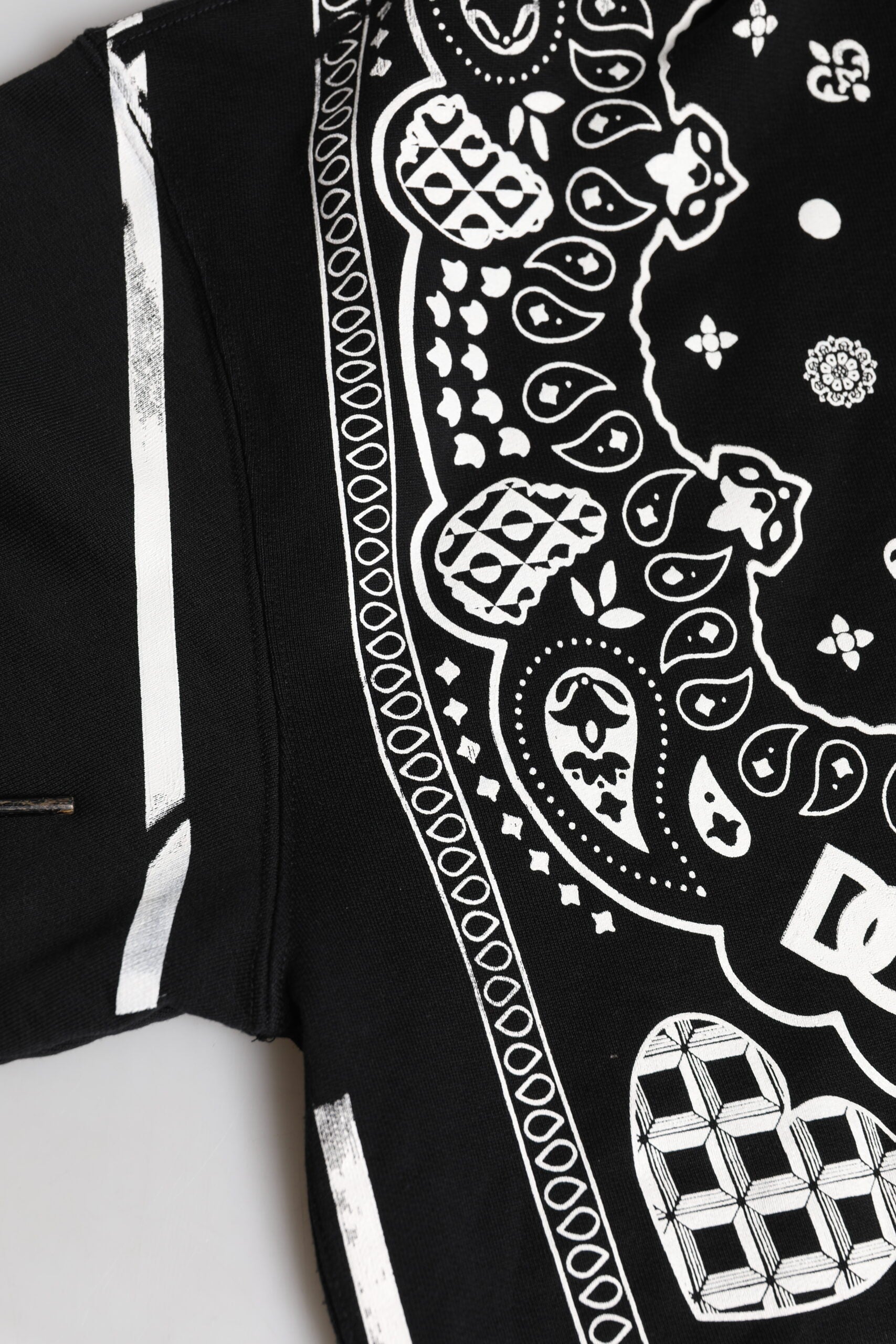 Dolce & Gabbana Black Bandana Hooded Men Sweatshirt Sweater | Regal Royce