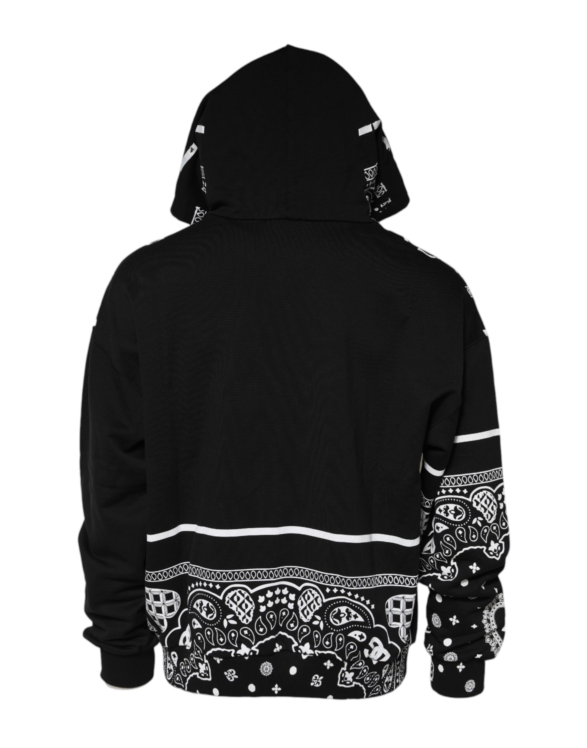 Dolce & Gabbana Black Bandana Hooded Men Sweatshirt Sweater | Regal Royce