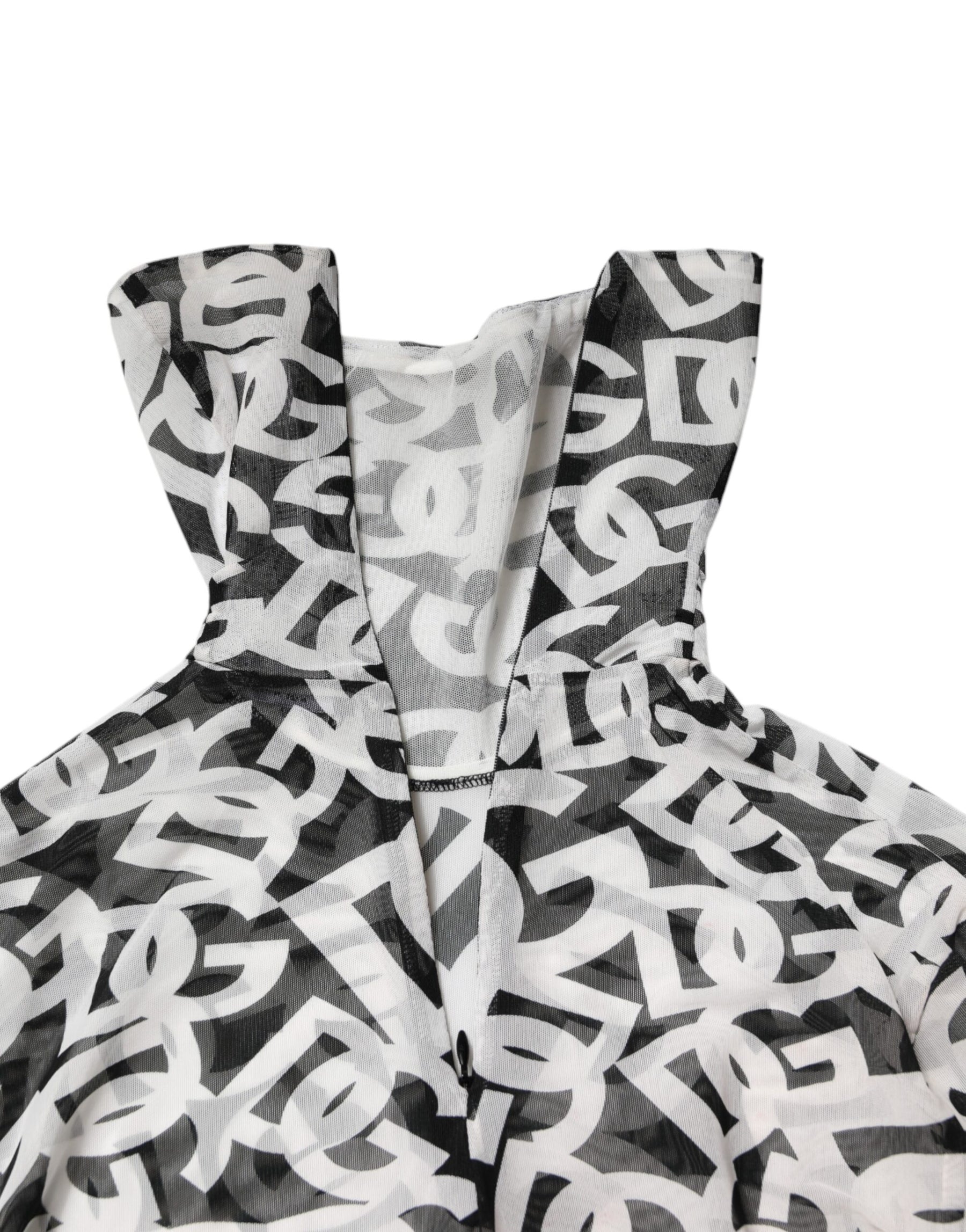 Dolce & Gabbana White DG Logo Long Sleeves Turtleneck Top | Regal Royce