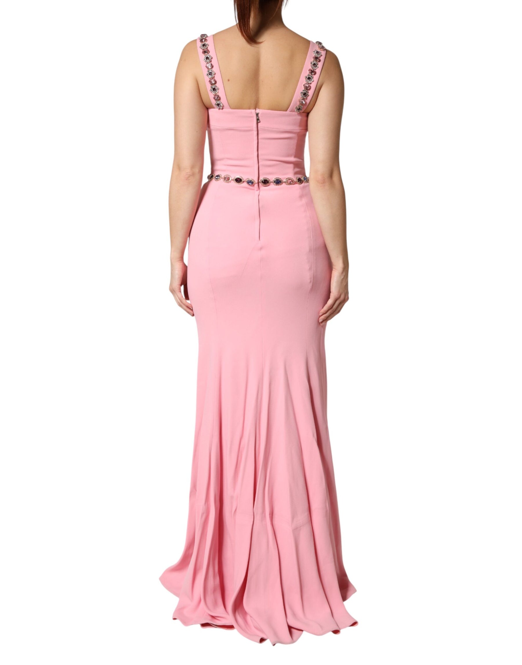 Dolce & Gabbana Pink Crystal Sheath Mermaid LongGown Dress | Regal Royce