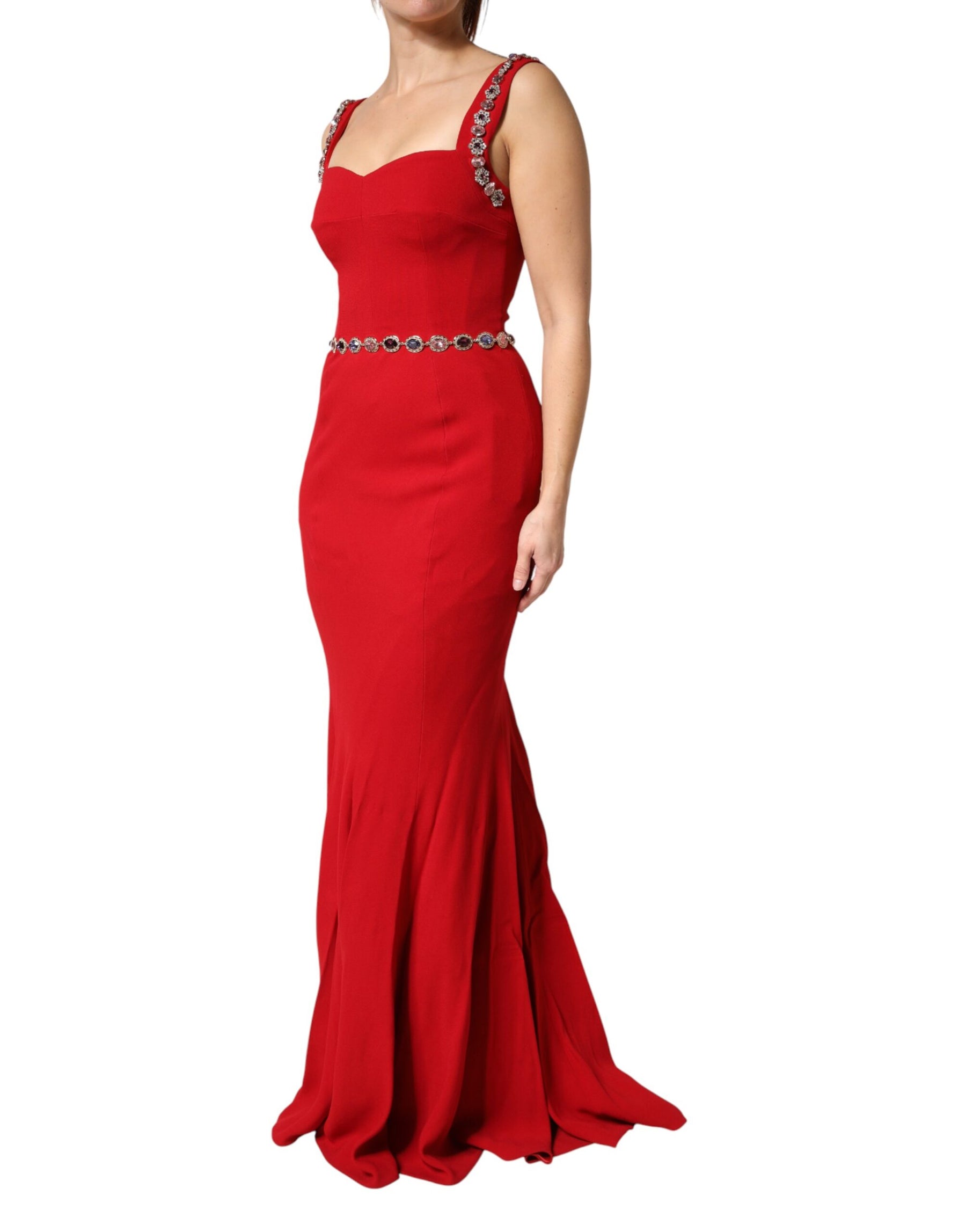 Dolce & Gabbana Red Embellished Sheath Mermaid Gown Dress | Regal Royce