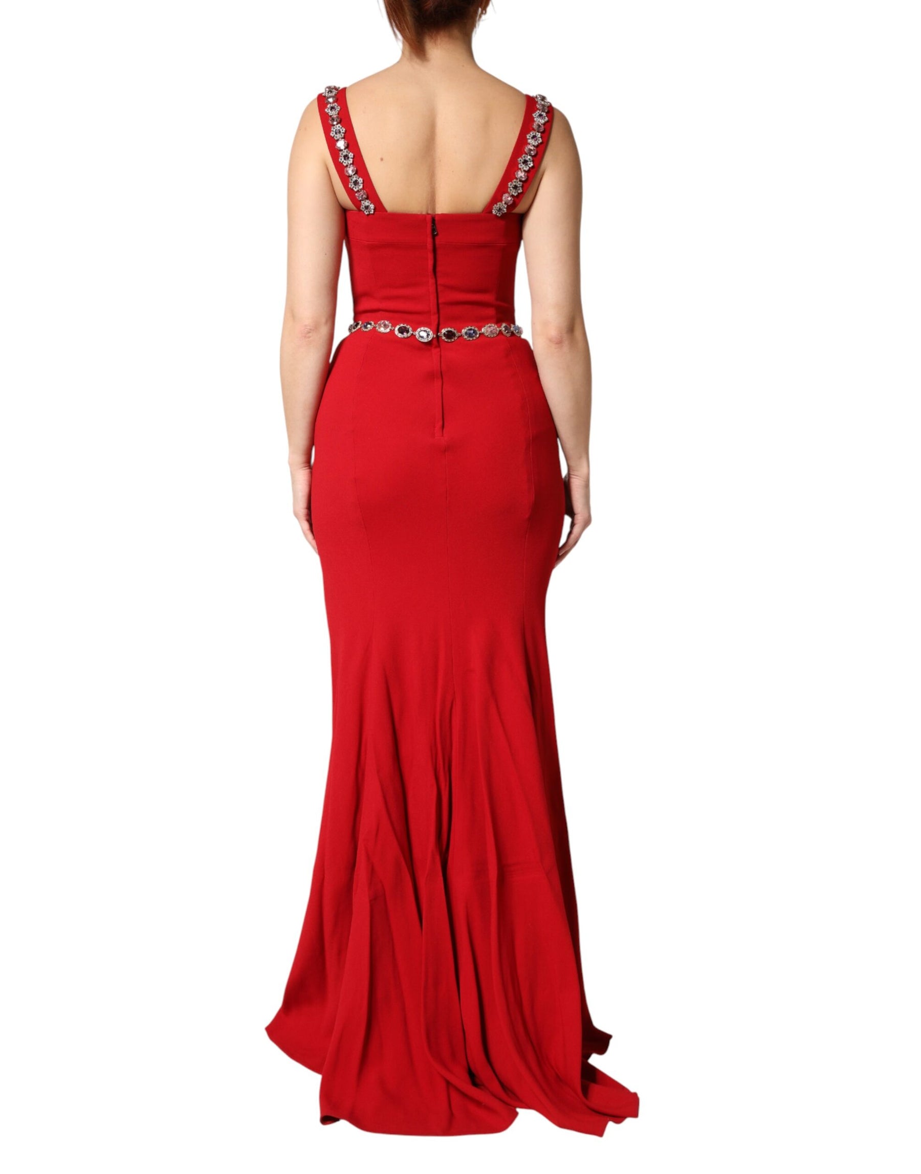 Dolce & Gabbana Red Crystals Sheath Mermaid Long Gown Dress | Regal Royce