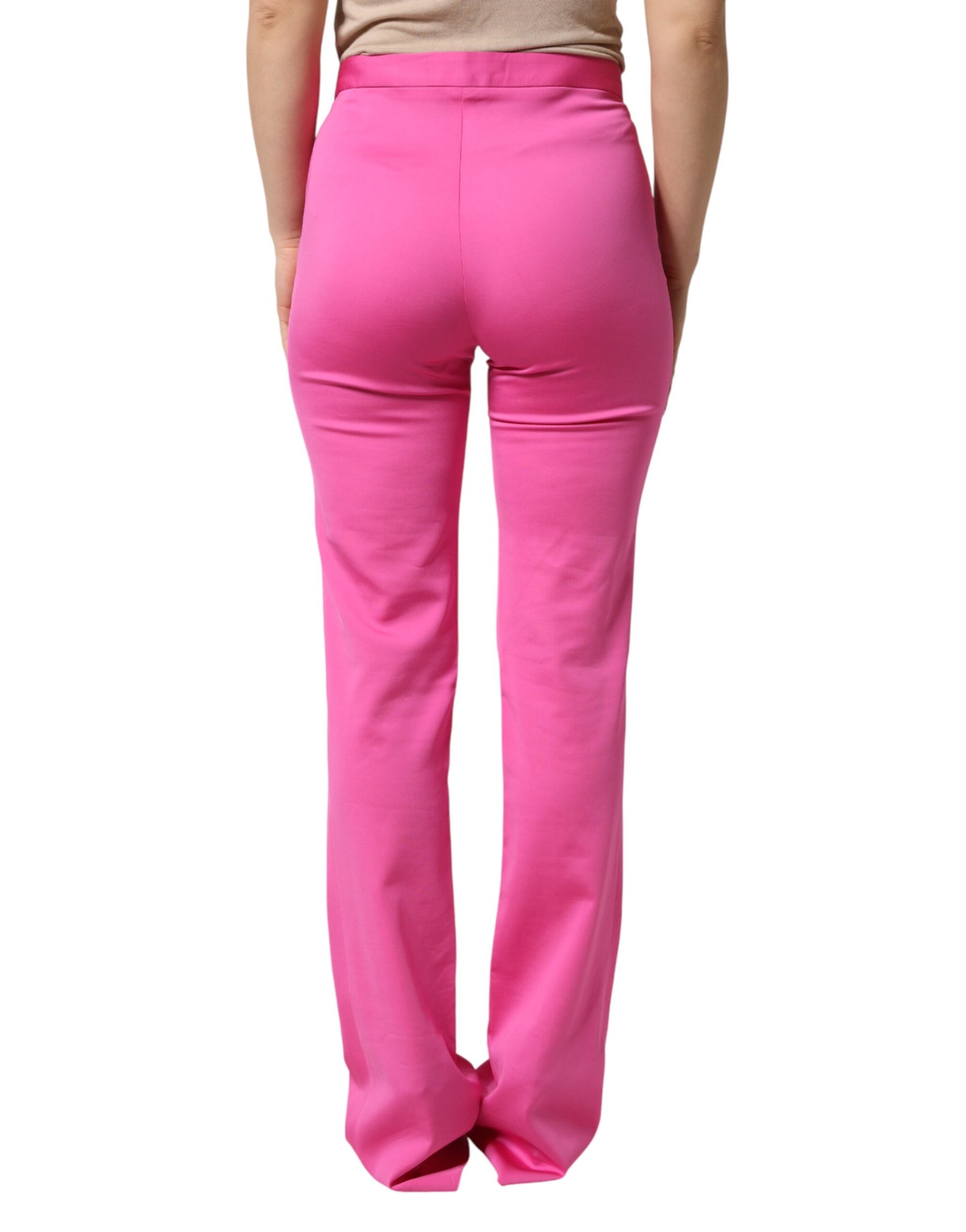 Versace Pink Viscose High Waist Straight Casual Trouser Pants | Regal Royce