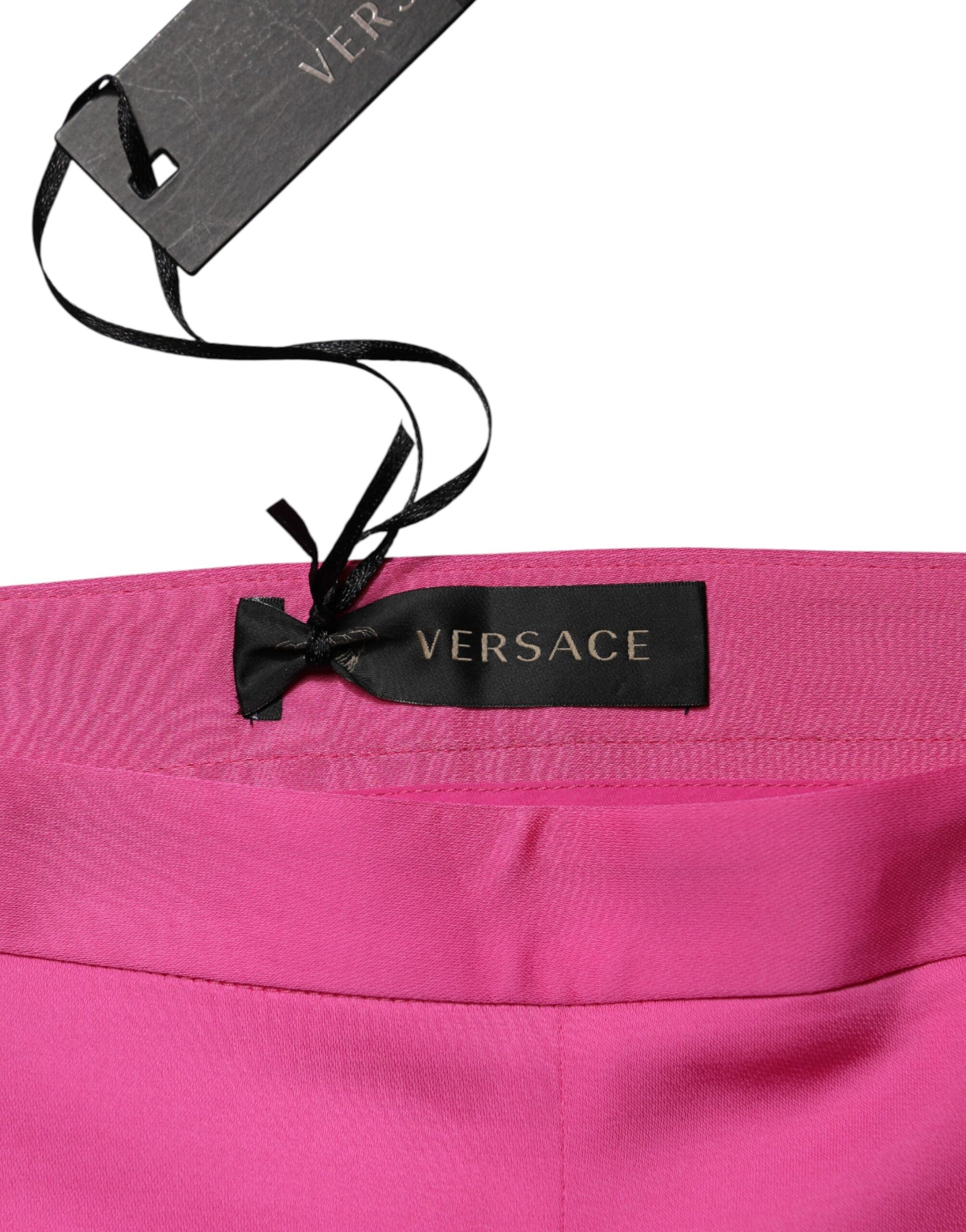 Versace Pink Viscose High Waist Straight Casual Trouser Pants | Regal Royce