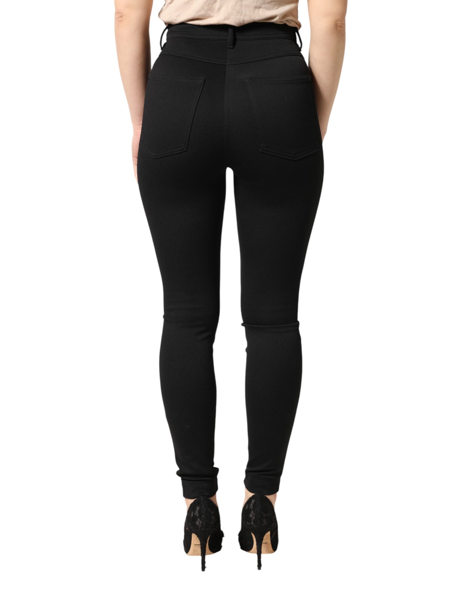 Dolce & Gabbana Black Nylon Stretch Skinny High Waist Pants | Regal Royce