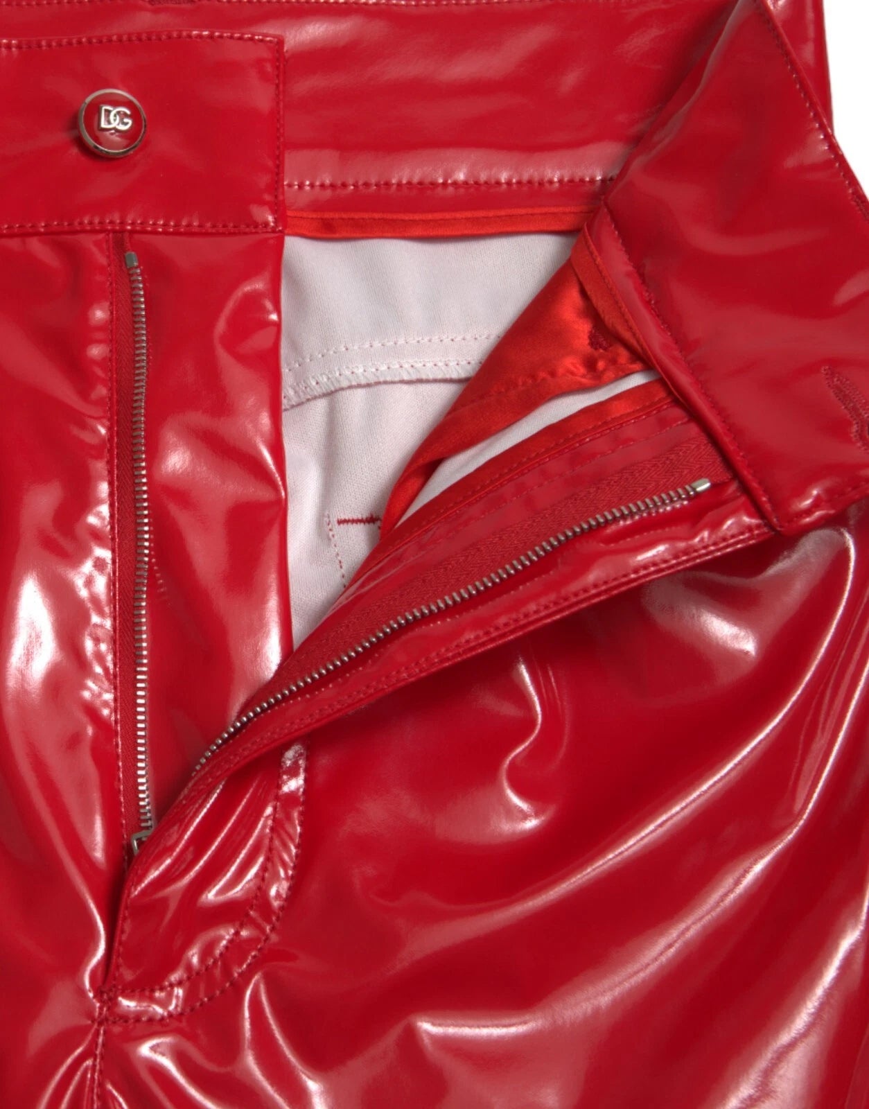 Dolce & Gabbana Shiny Red High Waist Skinny Trouser Pants | Regal Royce