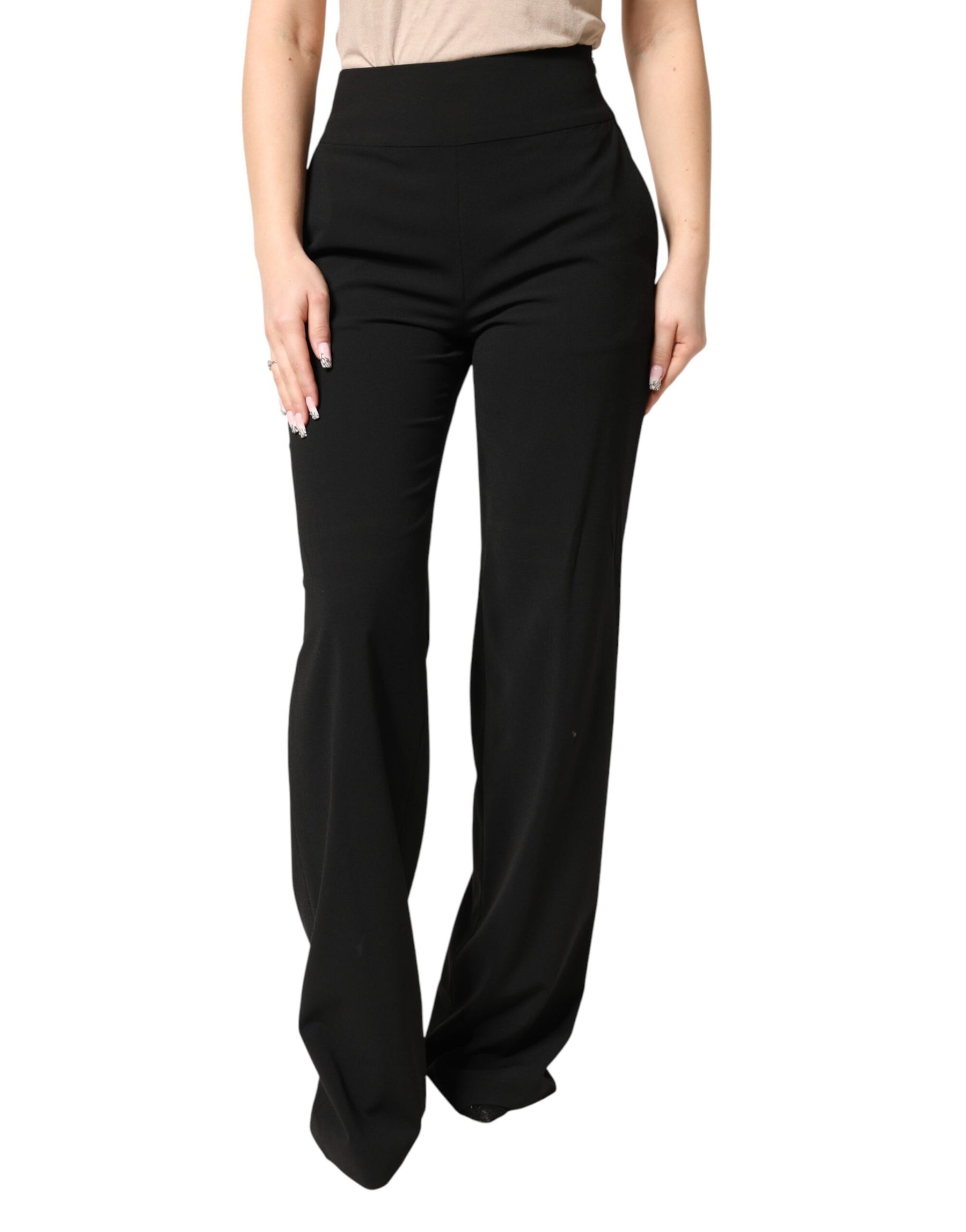 Just Cavalli Black High Waist Straight Trouser Formal Pants | Regal Royce